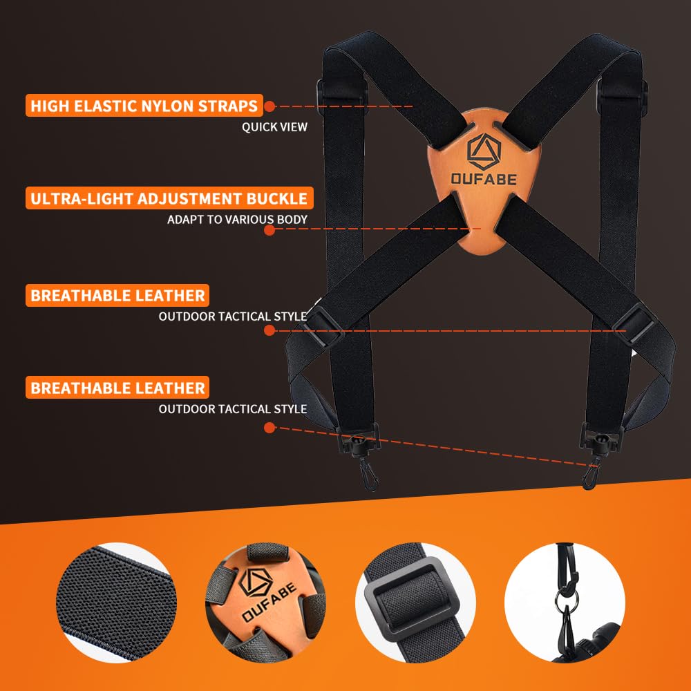 Oufabe Binocular Harness Strap, Binocular Strap, Adjustable And Deluxe Binoculars Harness For Hunting, Cross Binocular Straps Harness, Fits For Carrying Binocular, Cameras, Rangefinders And More