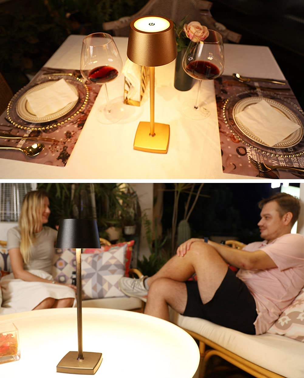 Seihoae Cordless Table Lamps Rechargeable, 5200Mah Battery, Ip54 Waterproof, Aluminum Alloy, Touch Dimming For Indoor Outdoor Restaurant Buffet Bar Coffee Shop, Gold