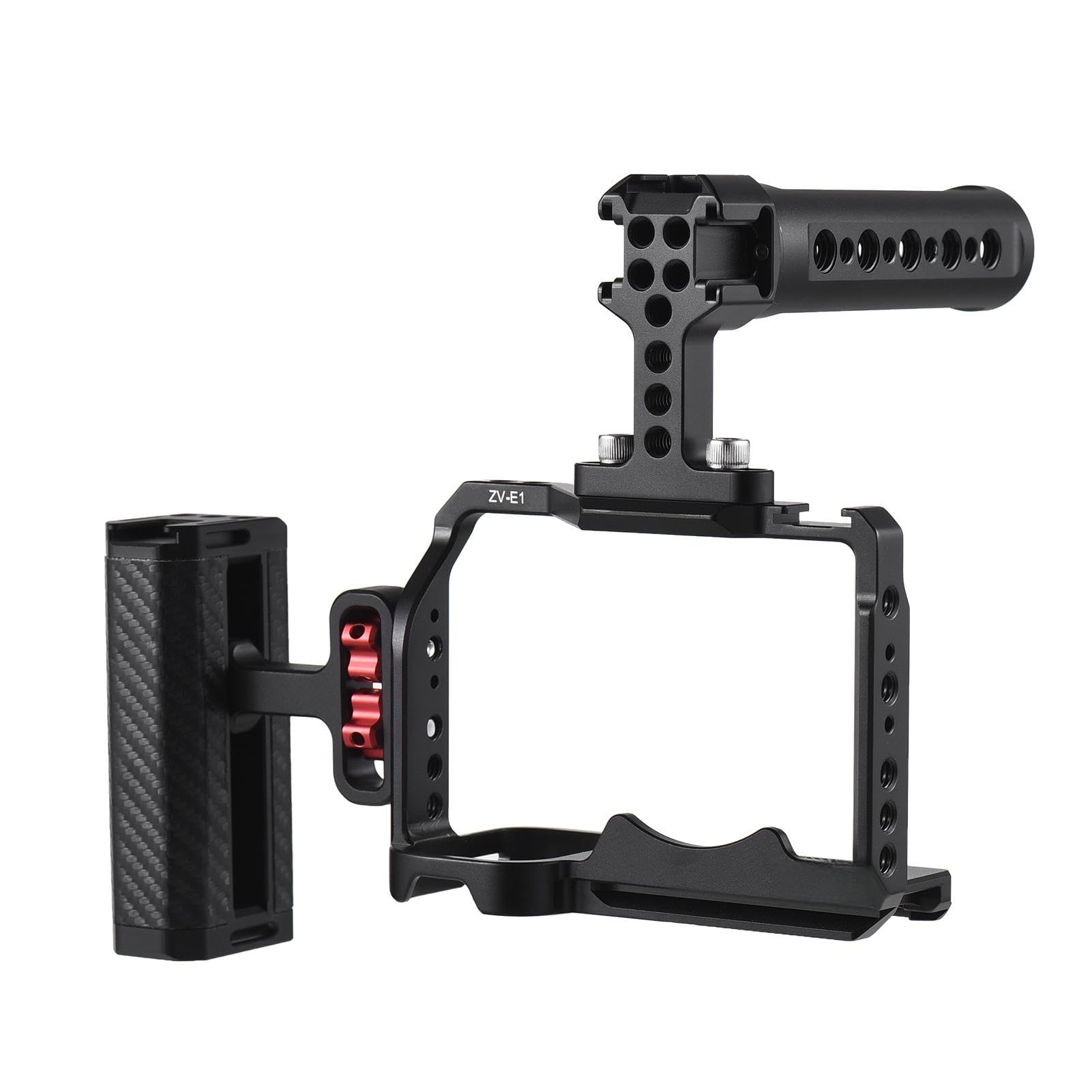 Andoer Camera Cage Aluminum Alloy Camera Video Cage With Cold Shoe Mounts Numerous 1/4 Inch Threads Replacement For Sony Zv-E1 Camera