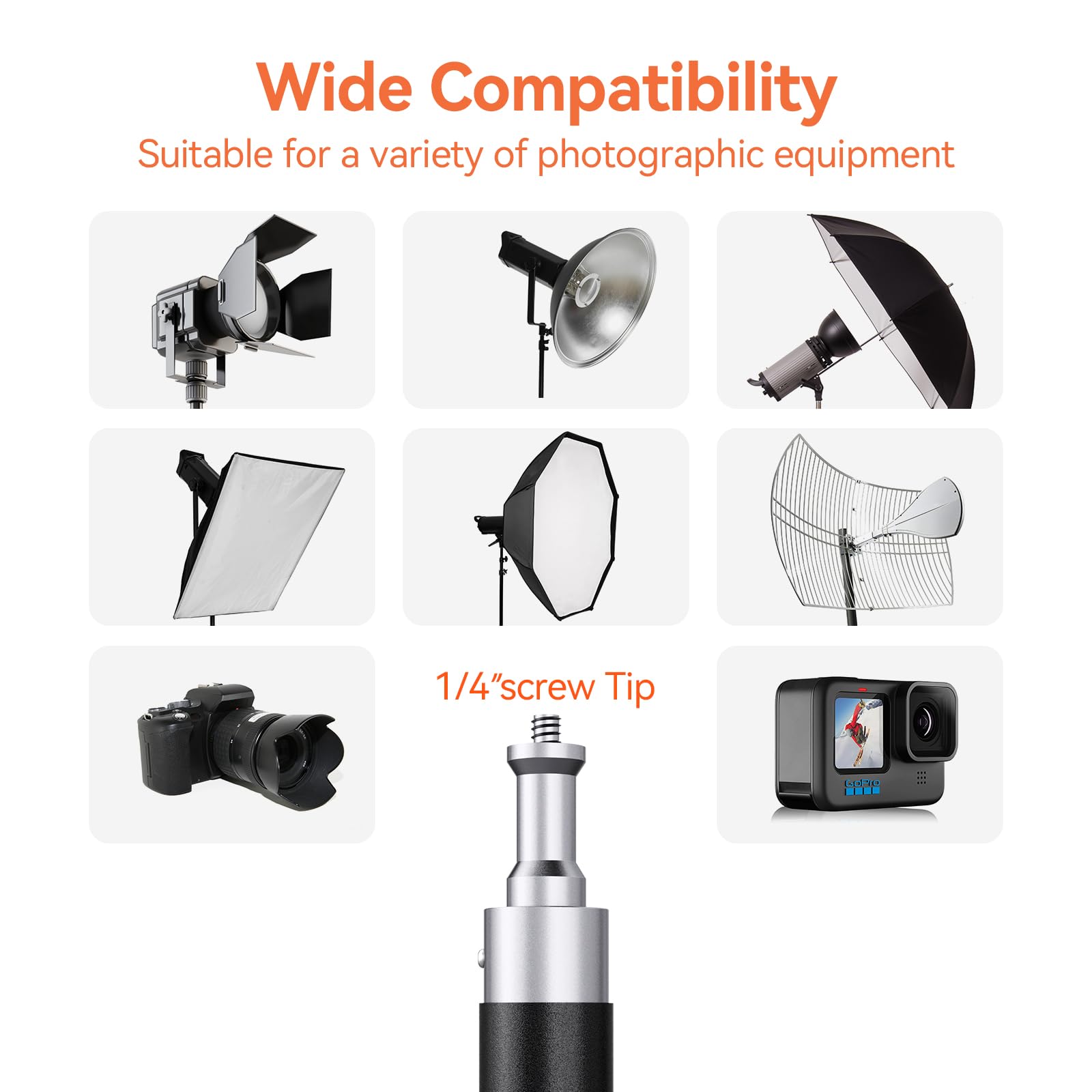 Cisain Cisian 13Ft Heavy Duty Light Stand Photography Tripod,160Inch/4M Light Stand Photography High Sports Tripod With 1/4” Screw For Studio Led Light,Dslr Camera,Sports Camera Professional