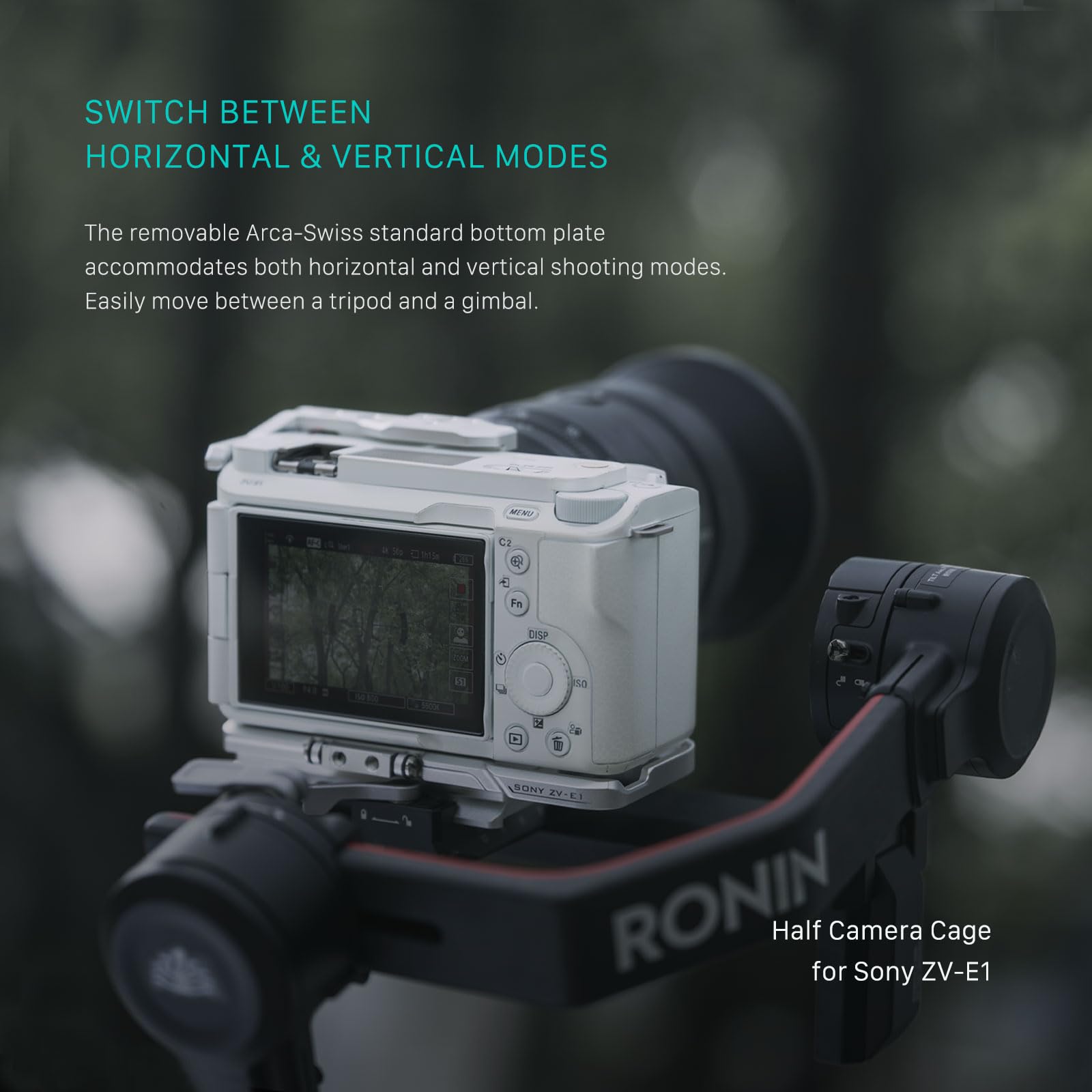 Tilta Half Camera Cage For Zv-E1 Lightweight Kit  Includes Half Cage, Top Handle, 1/4"-20 To Nato Adapter  Cold Shoe, Nato Rail, M3 And 1/4""-20 Threads Mounts  Silver