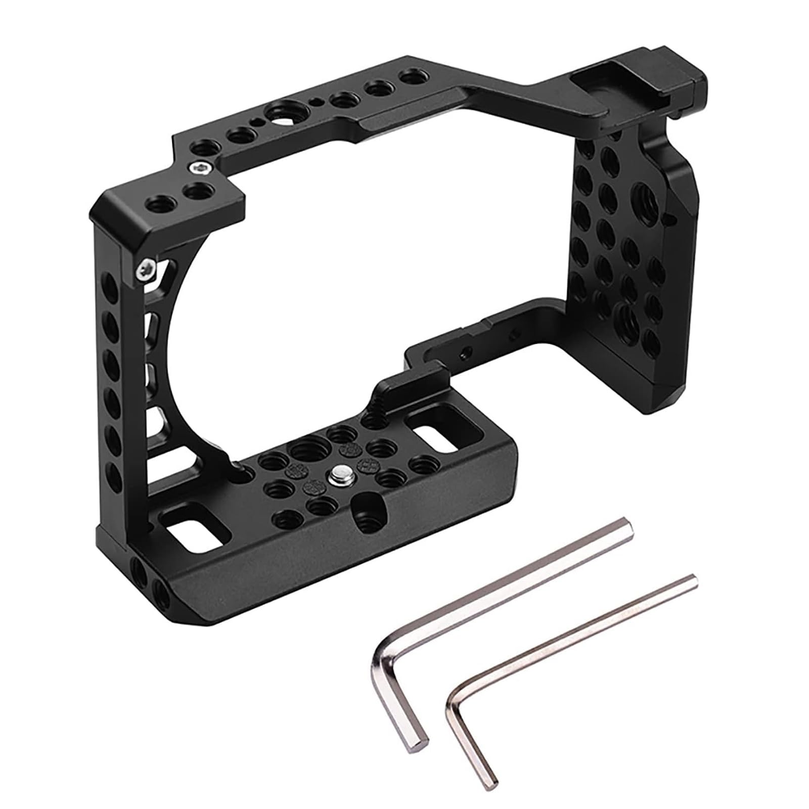 Topcine Camera Cage Video Stabilizer For Sony A6500 A6400 A6300 A6000 A6100 Cameas With Cold Shoe,Handle Locating Holes,Multiple 1/4" 3/8" Screw Holes (Single Cage)