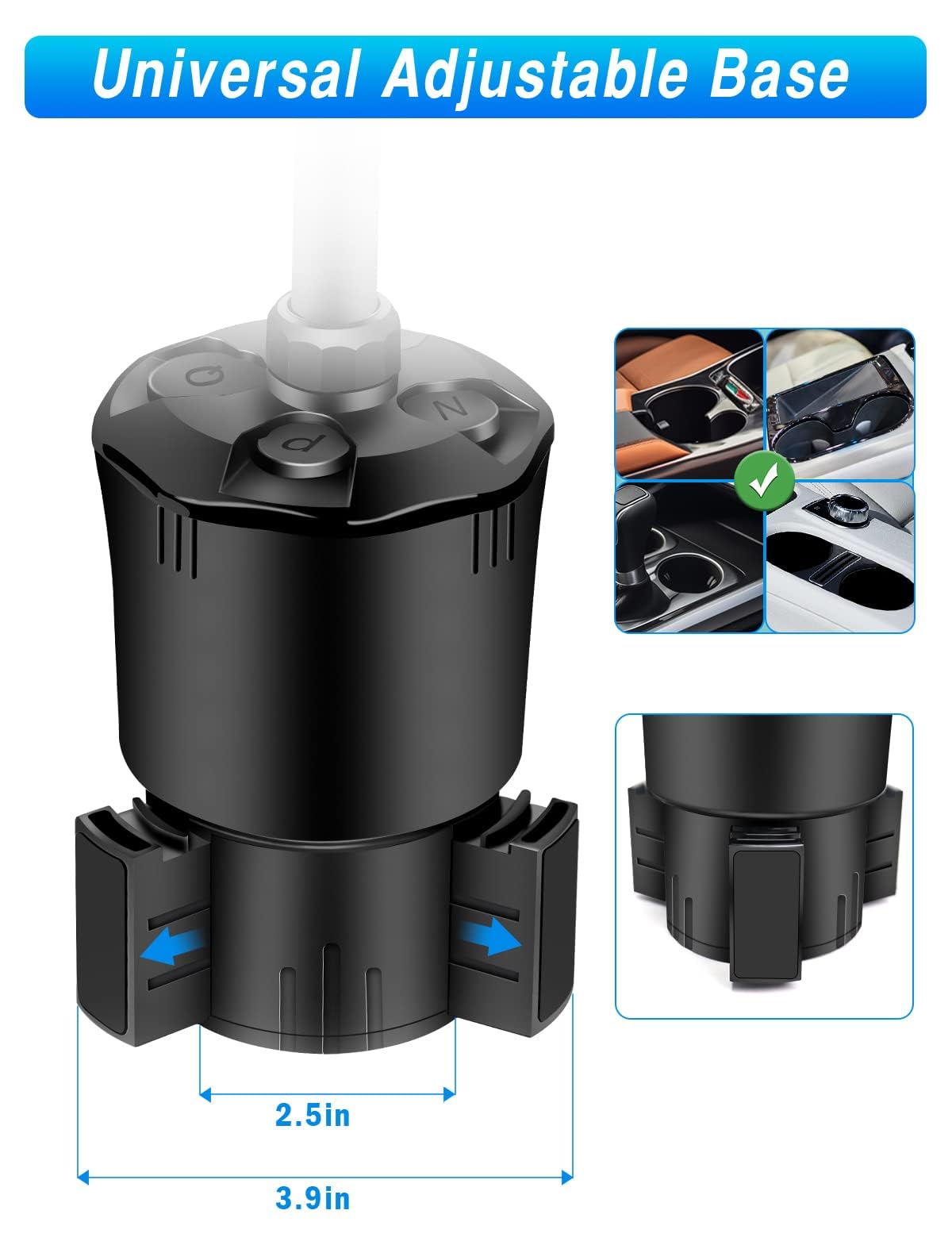 Aoisva Car Cup Holder Phone Mount, Multifunctional Car Cell Phone Holder Coin Holder, Long Arm With 360 Degree Rotation, Compatible Iphone, Samsung & All Smartphones