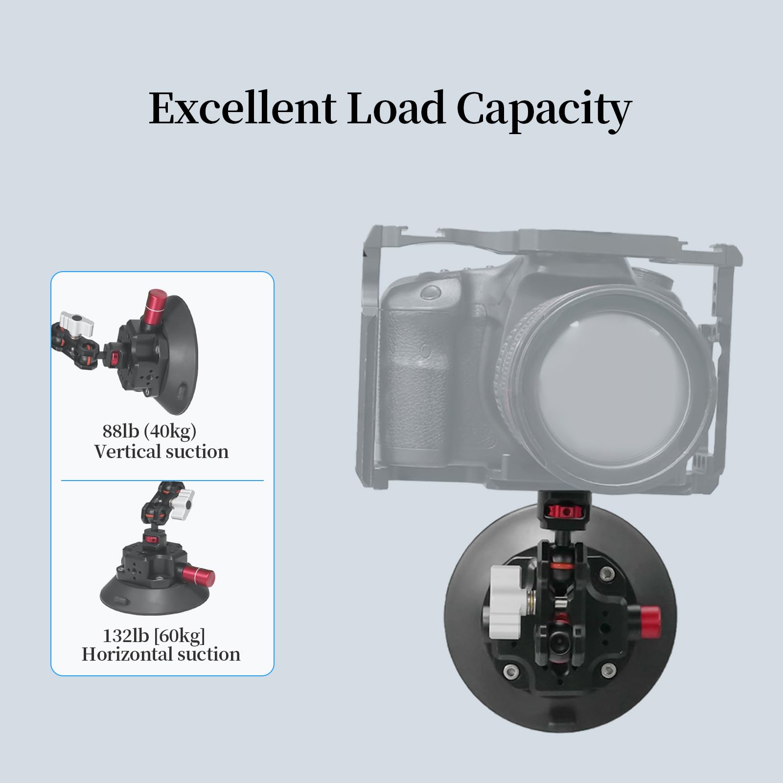 Fifield 4.5In Camera Suction Cup Phone Mount With Ball Head Magic Arm, Quick Release Car Mount For Action Camera Phone Dji Insta360, Air Pump Vacuum Suction Cup, 1/4" 3/8" Arri Holes