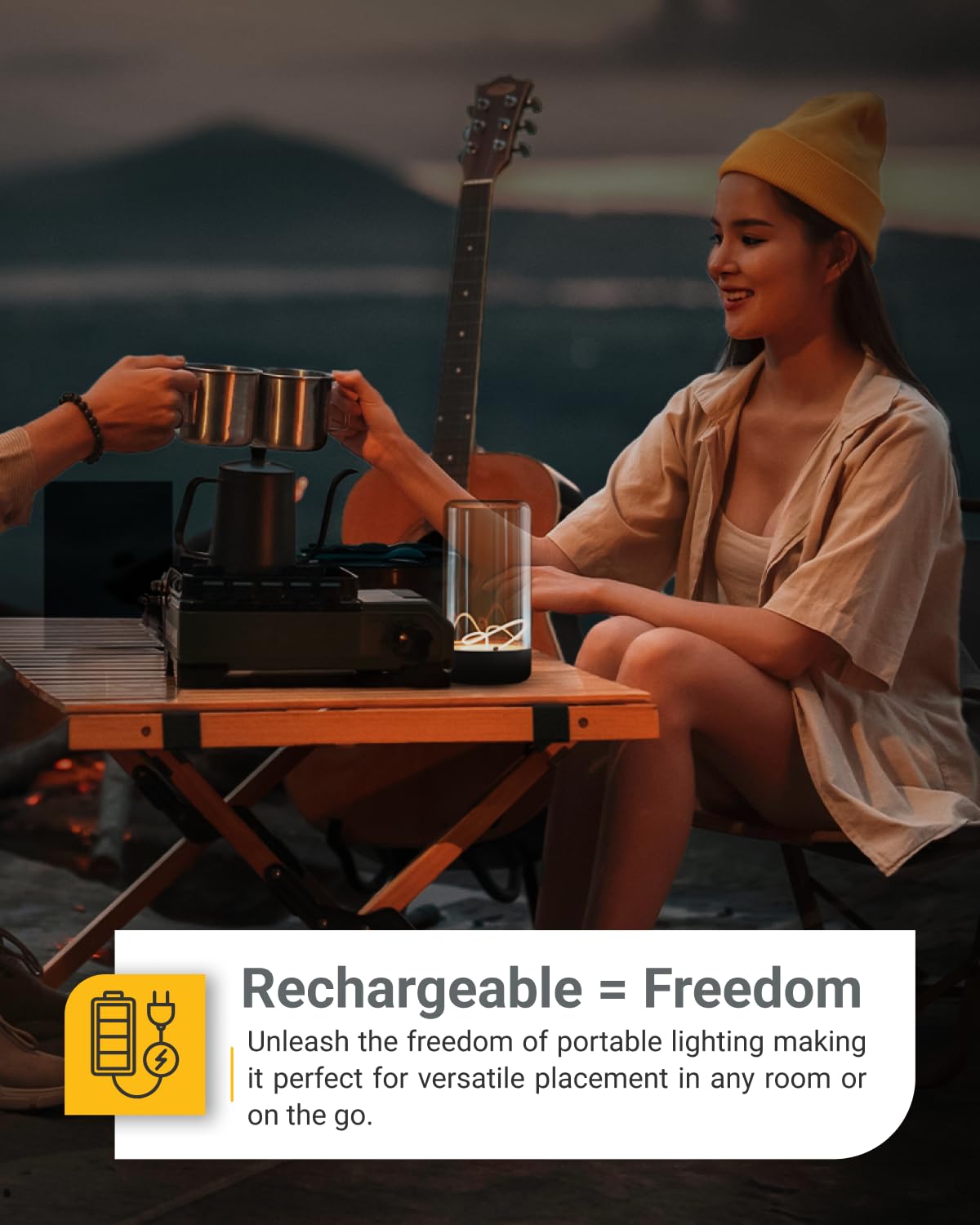 Sunco Lighting Sunco Magnetic Filament Light Rechargeable Table Lamps Minimalist Flexible Led Camping Lamp Dimmable Cordless 1W 55 Lm 2700K Soft White 3-Step Dimming 10%-100% Usb-C Rechargeable 2 Pack.
