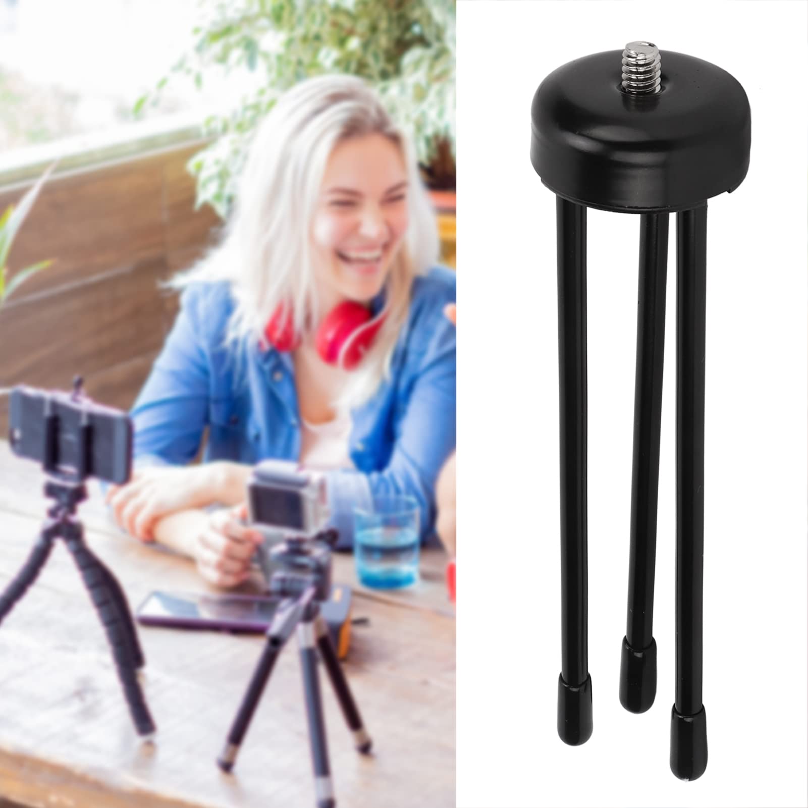 Gowenic Mini Tabletop Tripod, Desktop Tabletop Stand 1/4In Adapter Stainless Steel Metal Mini Tripod, Portable Desktop Mini Tripod Stand Micro Single Photography For Digital Slr Mobile Phone