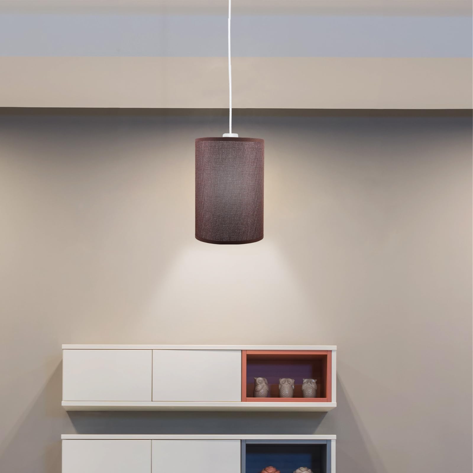 Lifkome Fabric Lampshade Table Lamp Shade Clip On Light Cage Guard Barrel Cloth Light Cover E27 Cylinder Light Shade For Table Floor Pendant Lamp