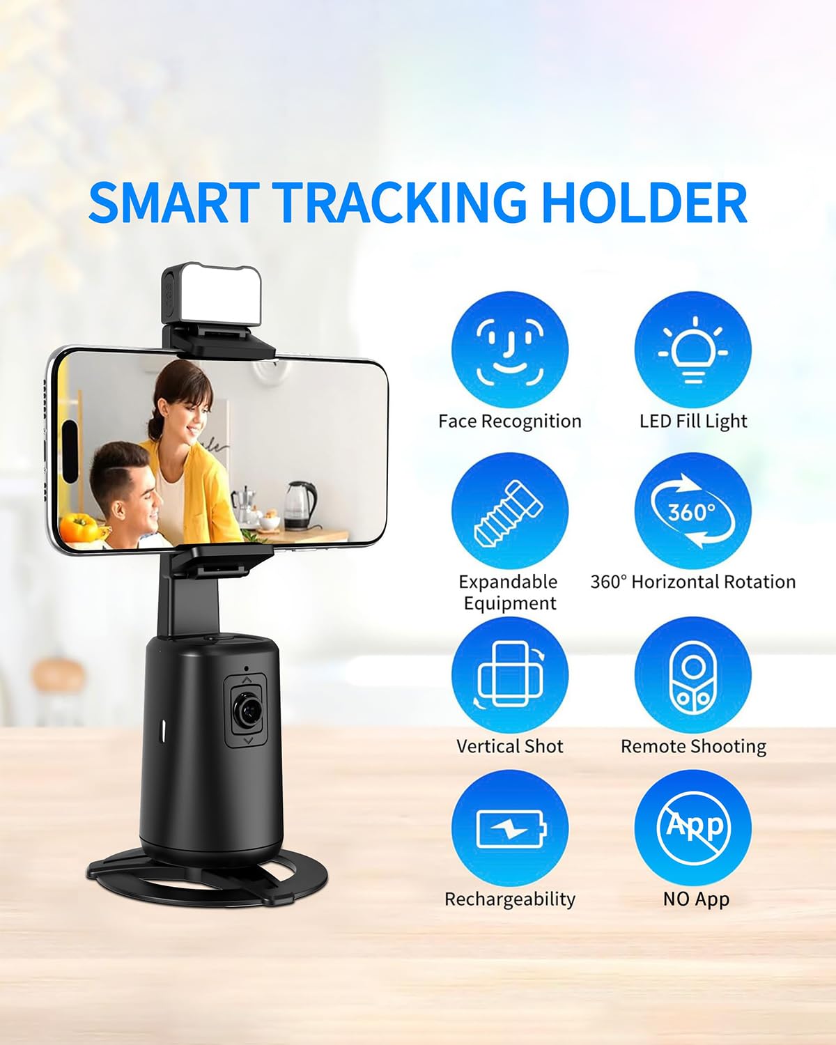 Lysoatur Auto Face Tracking Tripod 360° Rotation, 67" Tripod For Iphone Selfie Stick,Phone Tripod Stand Holder With Remote Gesture Control,No App, For Live Video Tiktok Live Vlog Streaming Video