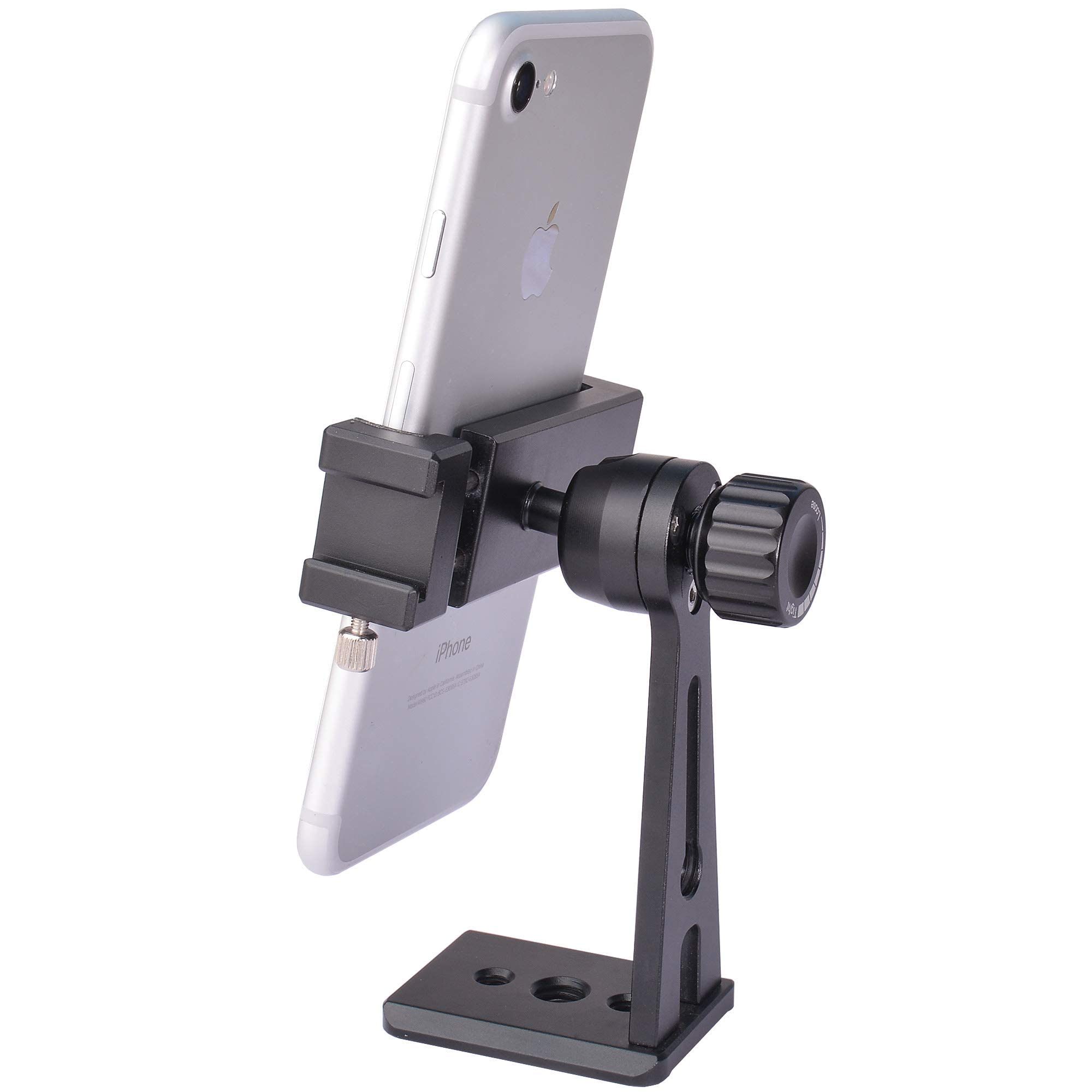 Riqiorod Phone Tripod Mount Adapter With Cold Shoe, Smartphone Tripod Holder Clip, Metal 360 Degree Rotation Vertical Cell Phone Bracket Compatible With Iphone, Samsung Galaxy, Huawei, Lg Google (C10)