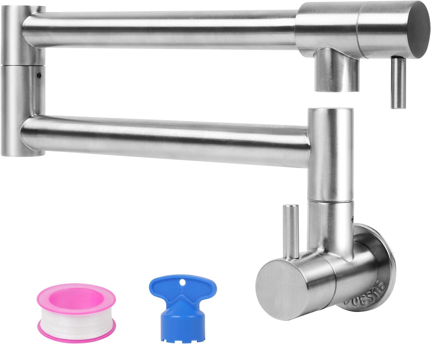 Vaolvpant Pot Filler Faucet Modern Kitchen Sink Faucets Wall Mount Pot Filler Faucets Stainless Steel Folding Stretchable Kitchen Kettle Faucet With Double Joint Swing Arms Brushed Nickel 20In