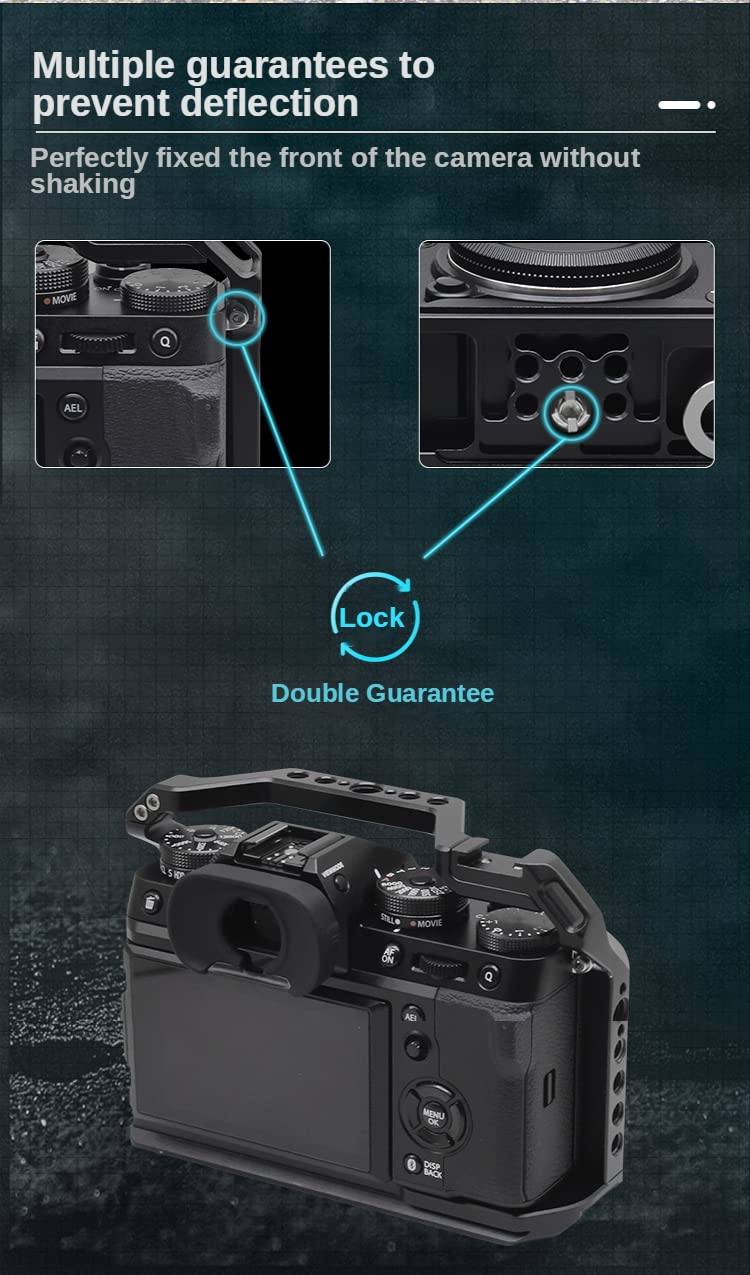 M-Remote Aluminum Alloy Video Camera Cage For Fujifilm Xt5 W Cold Shoe Mount 1/4&3/8 Inch Screw Holes Full Dslr Camera Cage Rig (Xt5-Cage)