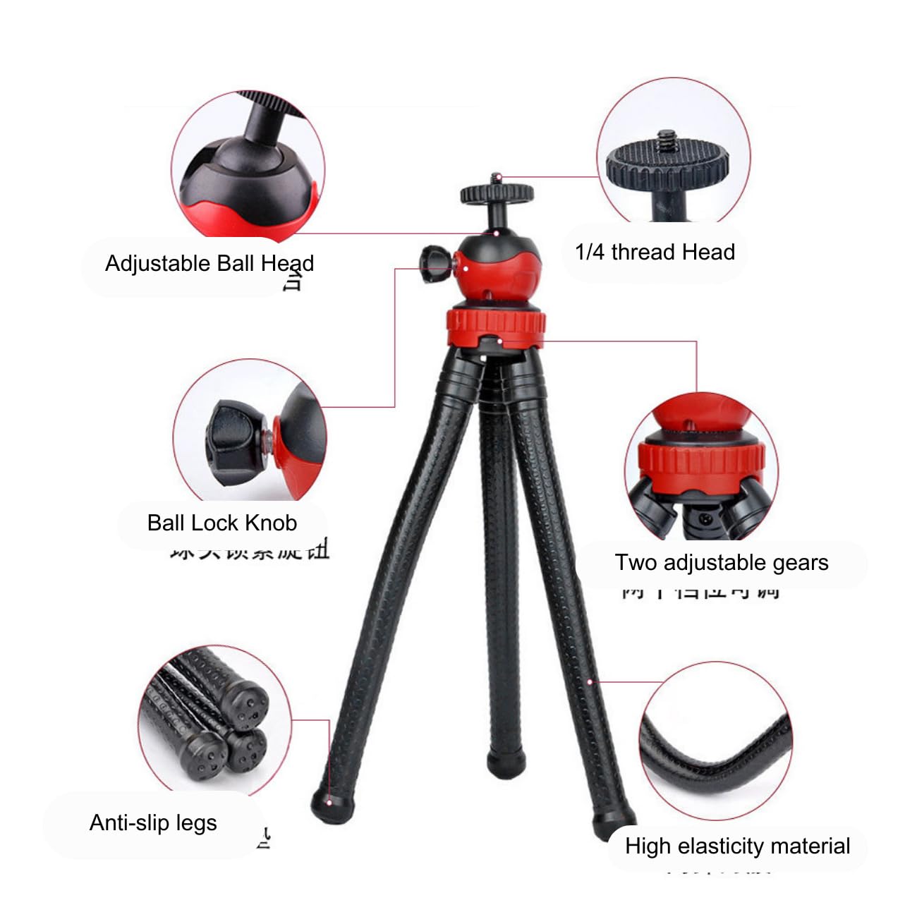 Fotoleey Camera Flexible Tripod For Dji Pocket 3, Phone Tripod Mount, Adjustable Magic Arm & Universal Ball Head, Compatible With Insta360 X4, Go Pro Hero 13, Includes Bonus Adapters
