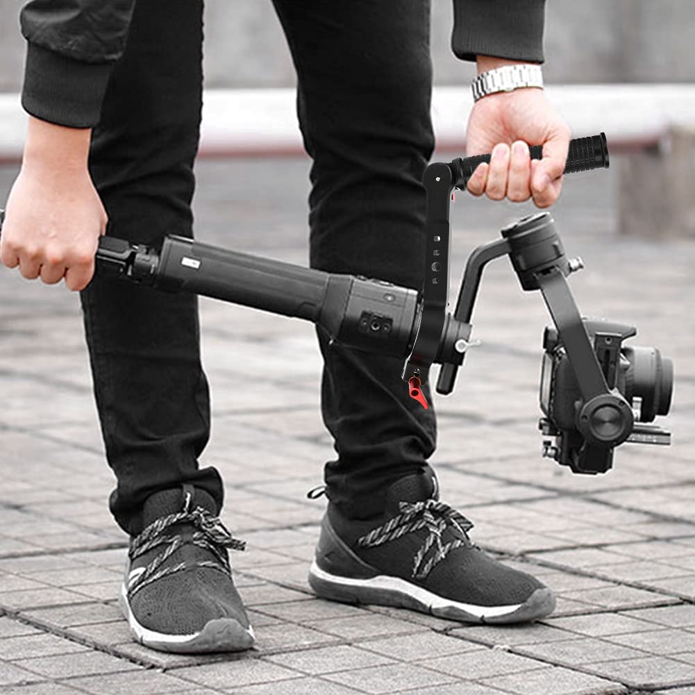 Pocreation Stabilizer Accessories, Ergonomic Design, Gimbal Stabilizer, 1/4Inch 3/8Inch Screw Holes, Adjustable Folding Alloy Handle Sling Grip For Ronin S, Crane 2 (Yunhe 2 Version)