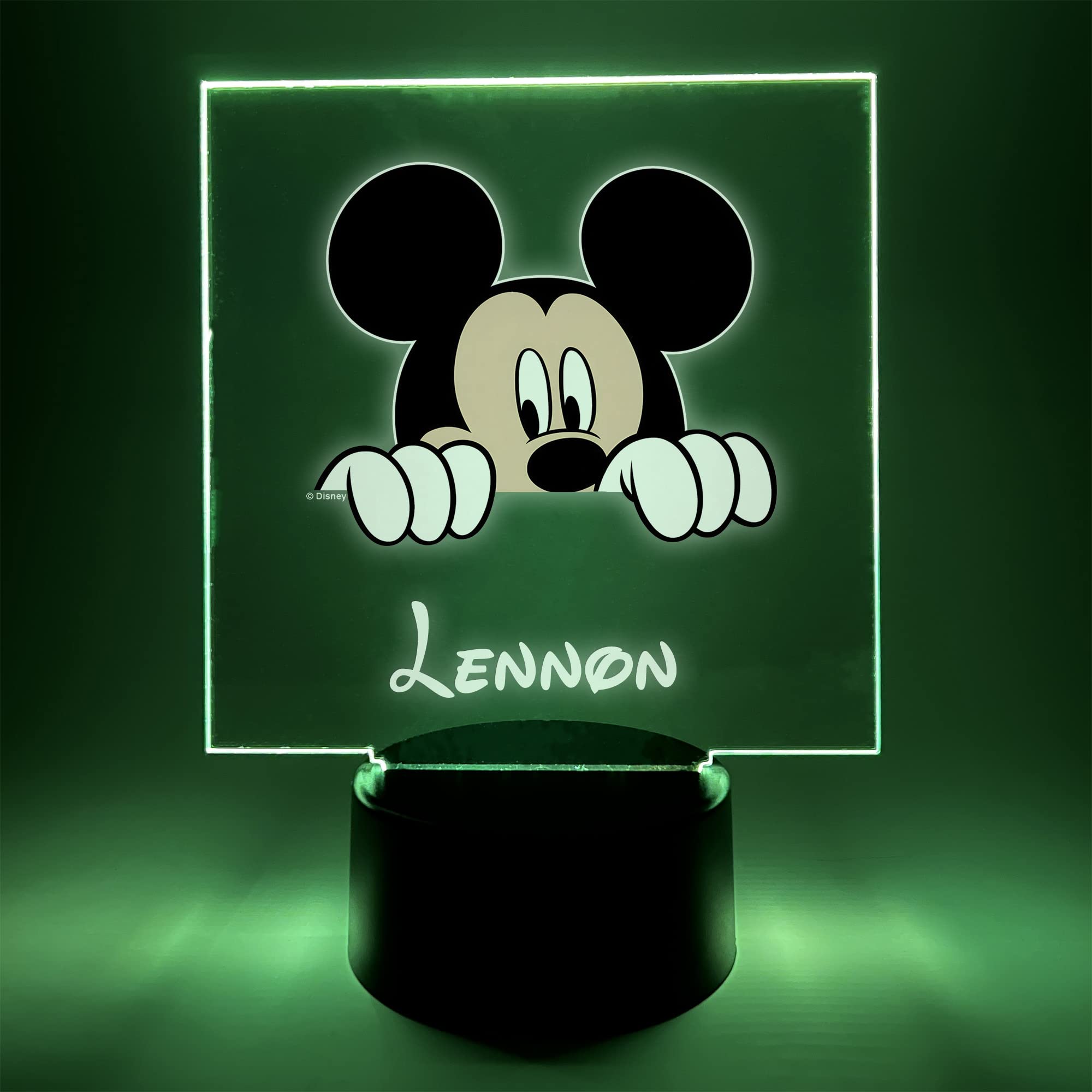 Mirror Mania Mickey Night Light Up Led Desk Table Lamp Personalized Engraved Name Made To Order Home Girls Boys Room Decor, 16 Bright Color Options With Remote, A Must Have