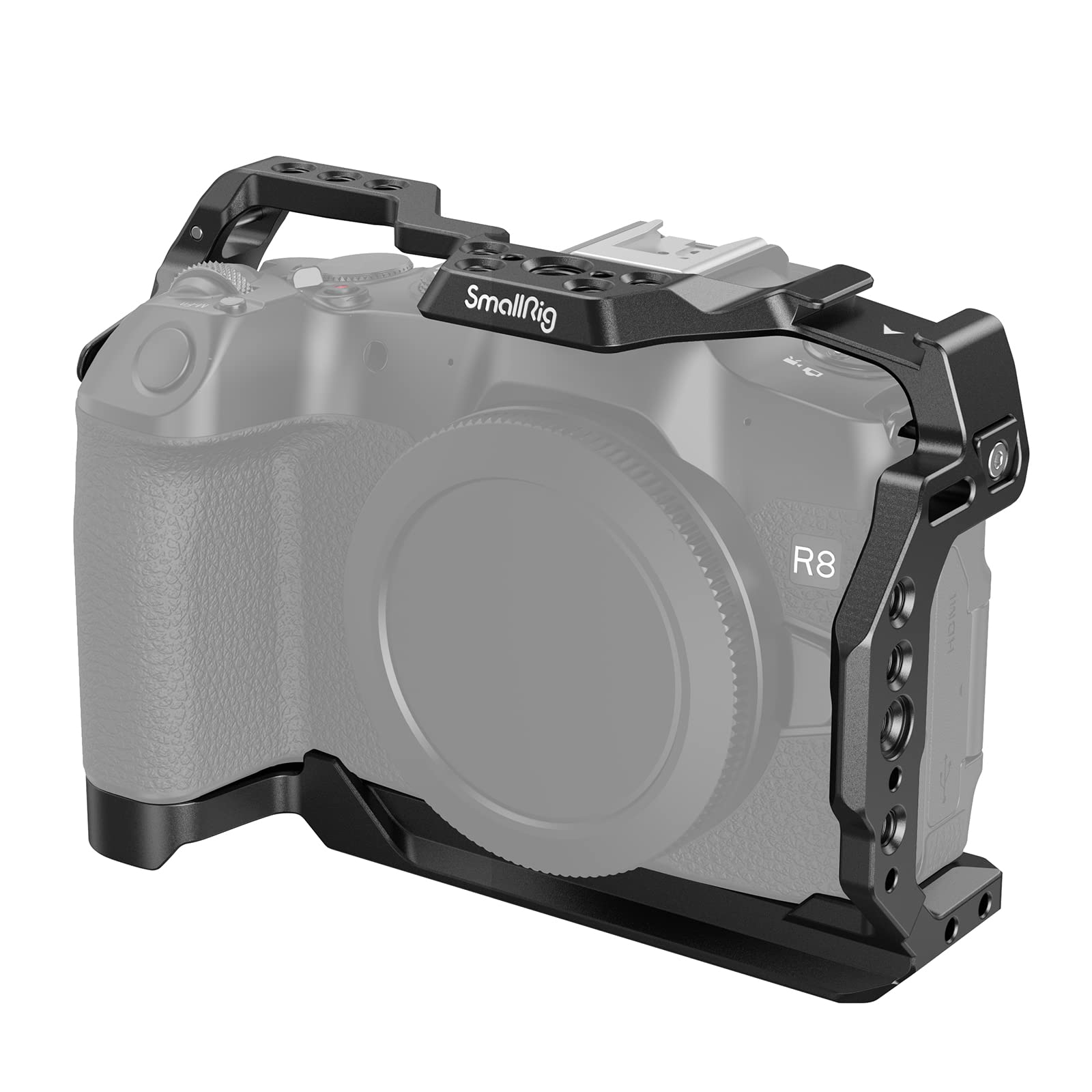 Smallrig Cage For Canon R8, Camera Cage For Eos R8 With1/4-20 Threaded Holes, 3/8"-16 Locating Holes For Arri, Included Cold Shoe, Qd Port And Nato Rail - 4212