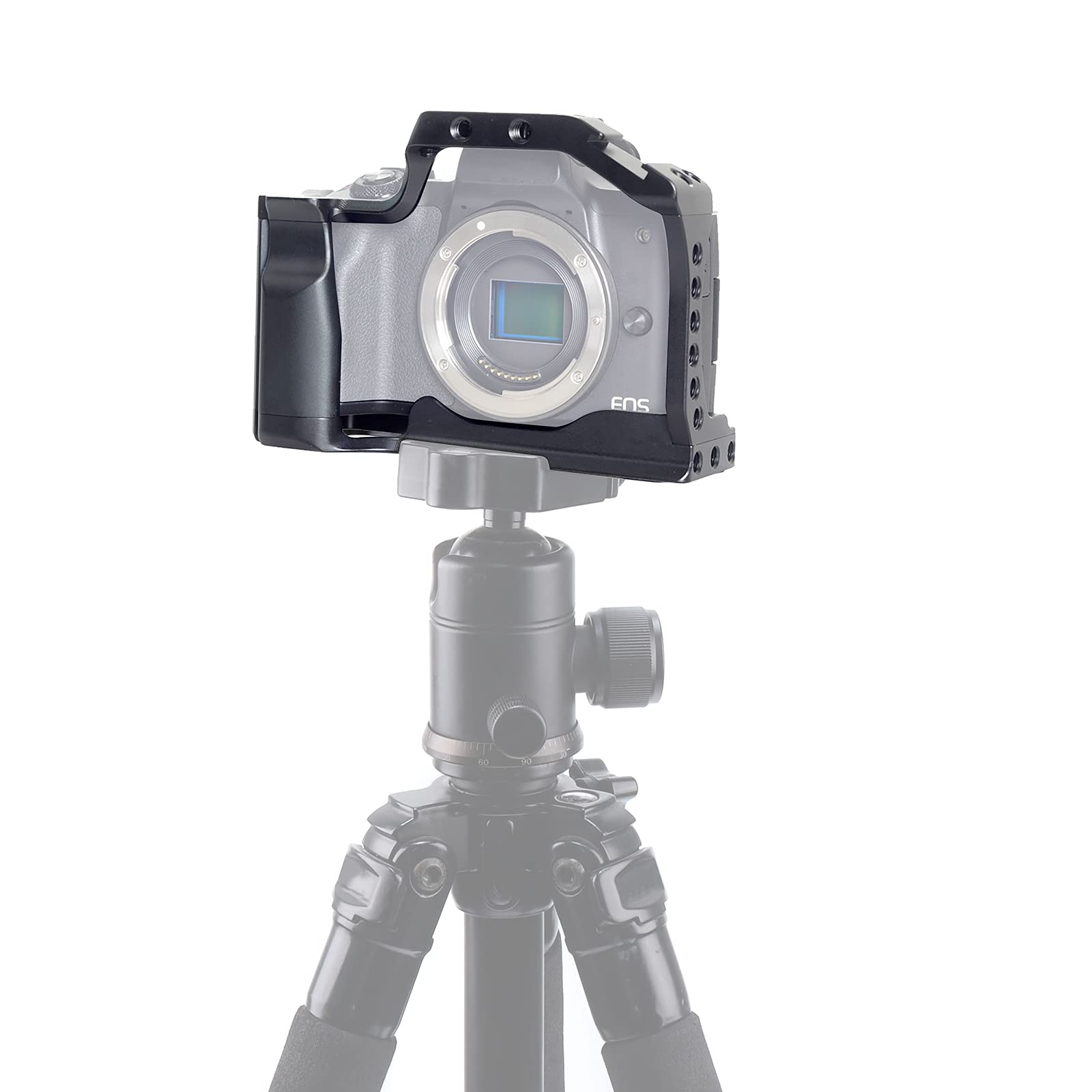 Focusfoto Camera Cage Video Filmmaking Stabilizer Rig Aluminium Alloy Extension Frame With Cold Shoe And 1/4" 3/8" Screw Mouting For Canon Eos M50 Mark Ii/M50/M5 Mirrorless Camera