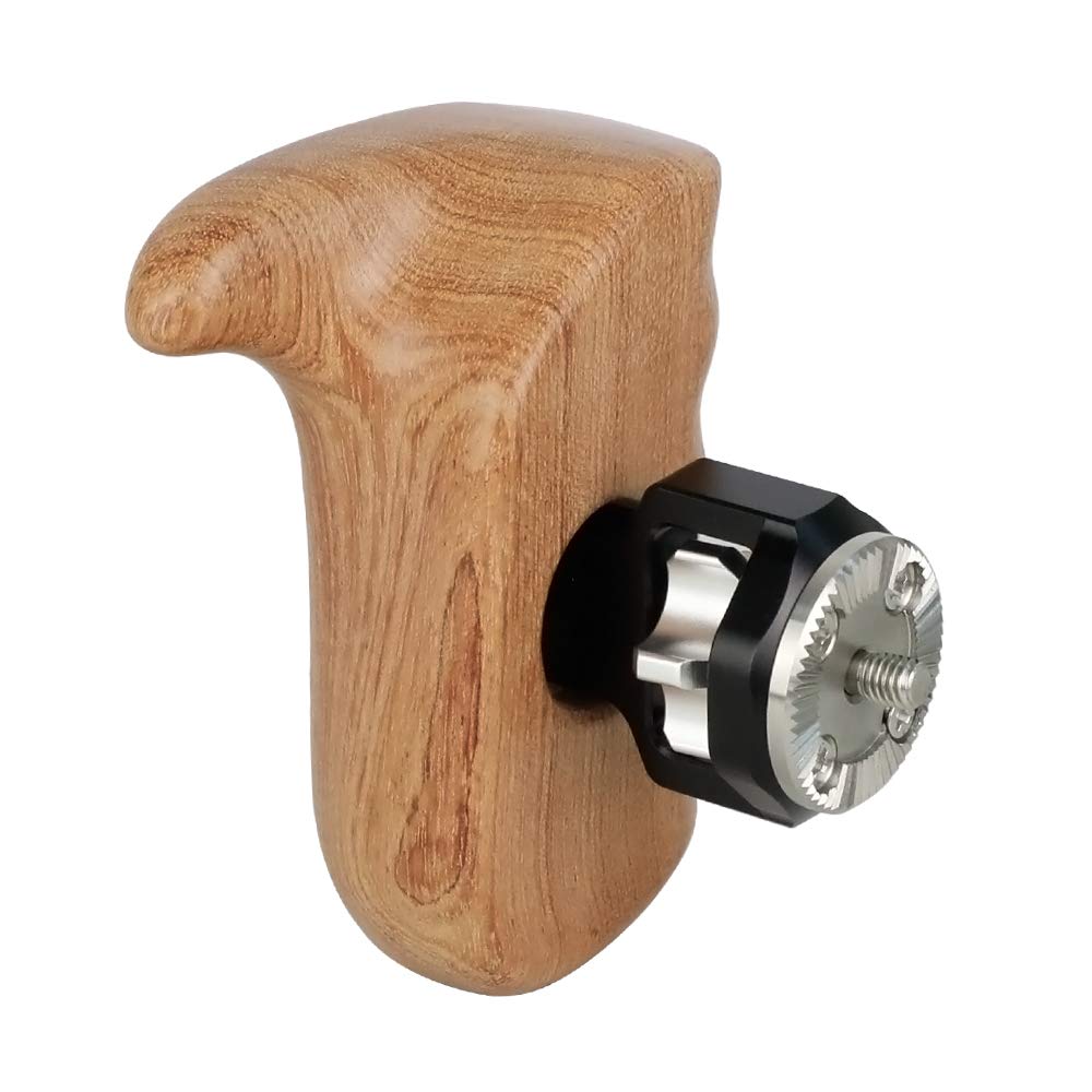 Camvate Wooden Handle Grip With M6 Rosette Mount For Camera Cage Rig (Left Hand) - 1977