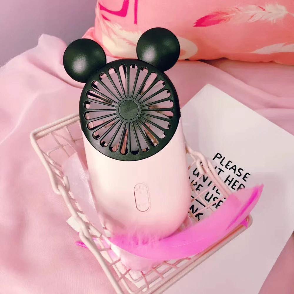 Cute Personal Mini Fan, Handheld & Portable Usb Rechargeable Fan With Beautiful Led Light