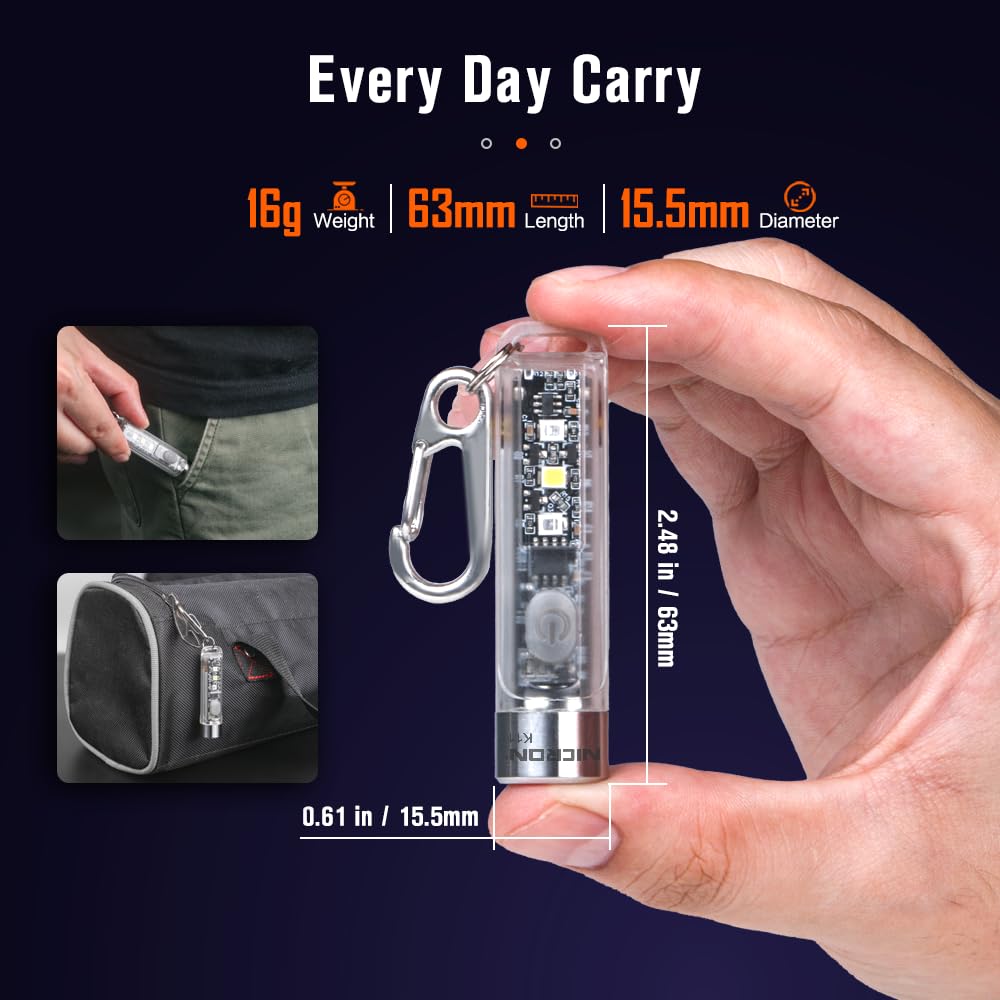 Nicron K11 Rechargeable Keychain Flashlight Lightweight,400 Hight Lumen With Extra 4 Sidelight, Ipx4 Edc Mini Flashlight Be Used For Camping Outdoors Emergency Daiy Use