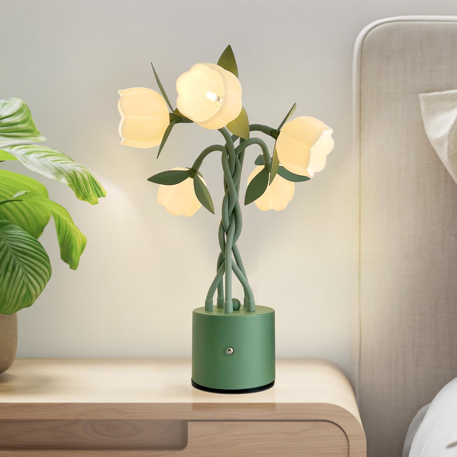 Werfop Vintage Flower Table Lamp,Lily Of The Valley Lamp Cute Flower Night Light Gooseneck Led Reading Desk Lamp For Restaurant Dining Bedroom Home Decor