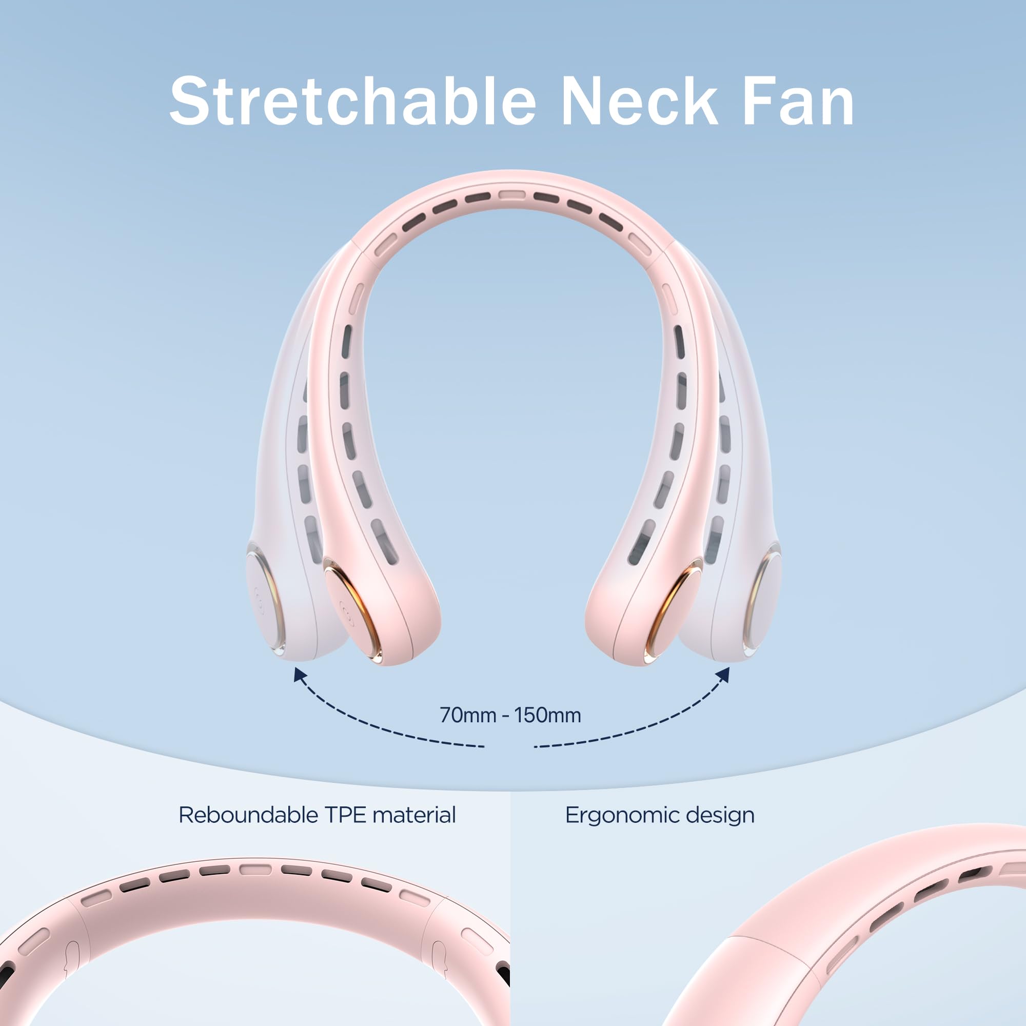 Neck Fan, Portable Fan With 5-17H Lifespan, 4000Mah Neck Fan Air Conditioner With 3 Adjustable Speed