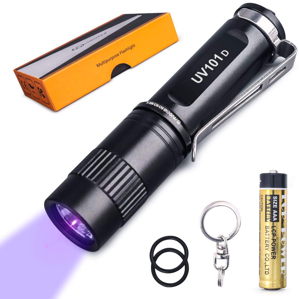 Ing Light Lightfe Uv101 365Nm Flashlight Led Purple Light Identification Handheld Black Uv Torch Aaa Battery For Glue, Pet Urine, Counterfeit Money, Resin… (Led-Uv101-365Nm)