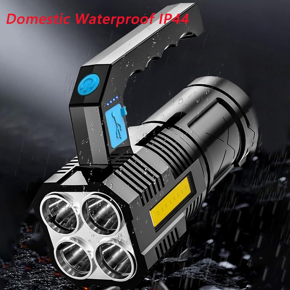 Clezgo Flashlight Rechargeable Usb High Lumens-Camping Flashlight With 4 Powerful Led Beads Handheld Flashlight For Home 4 Modes Waterproof For Outdoor Fishing Hiking Emergency
