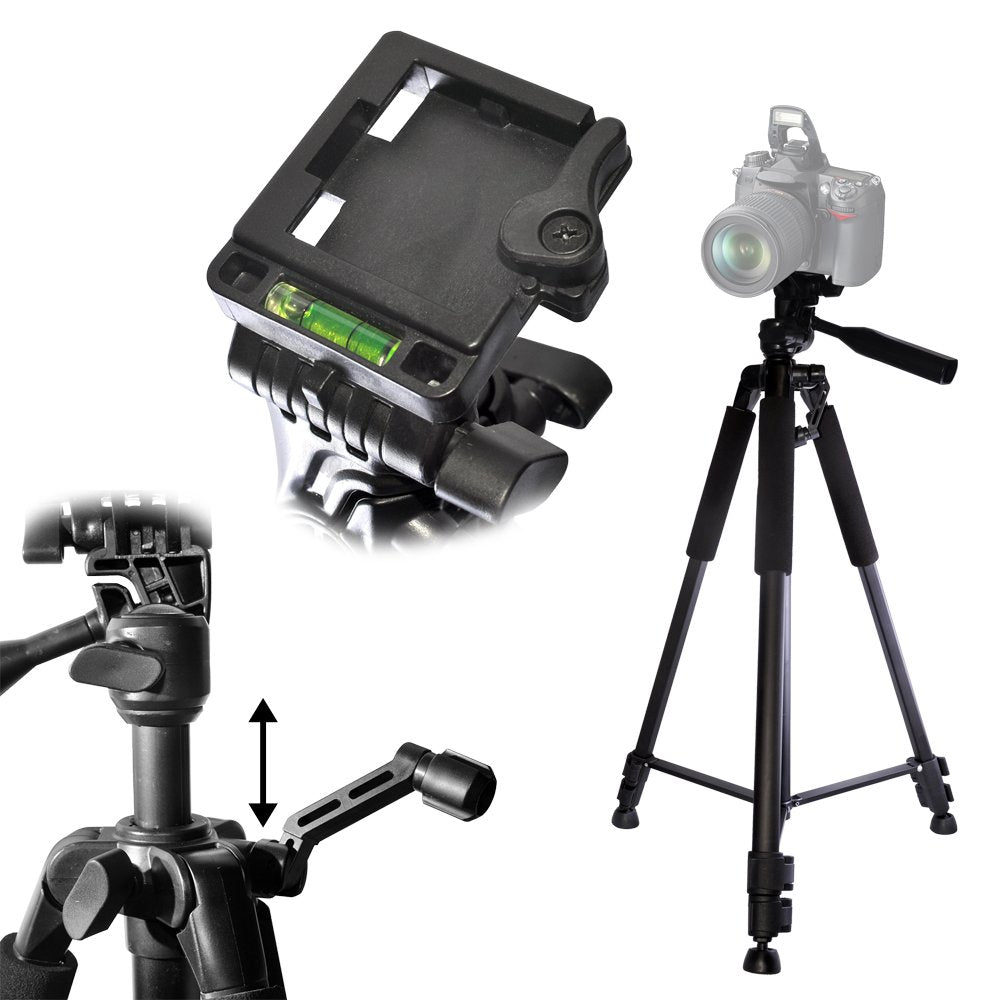 Ecostconnection 60" Inch Pro Series Professional Camera Tripod For All Gopro Hero1, Hero2, Hero3/3+, Hero4, Hero4 Session, Hero5, Hero 6, Fusion Cameras & Microfiber Cloth