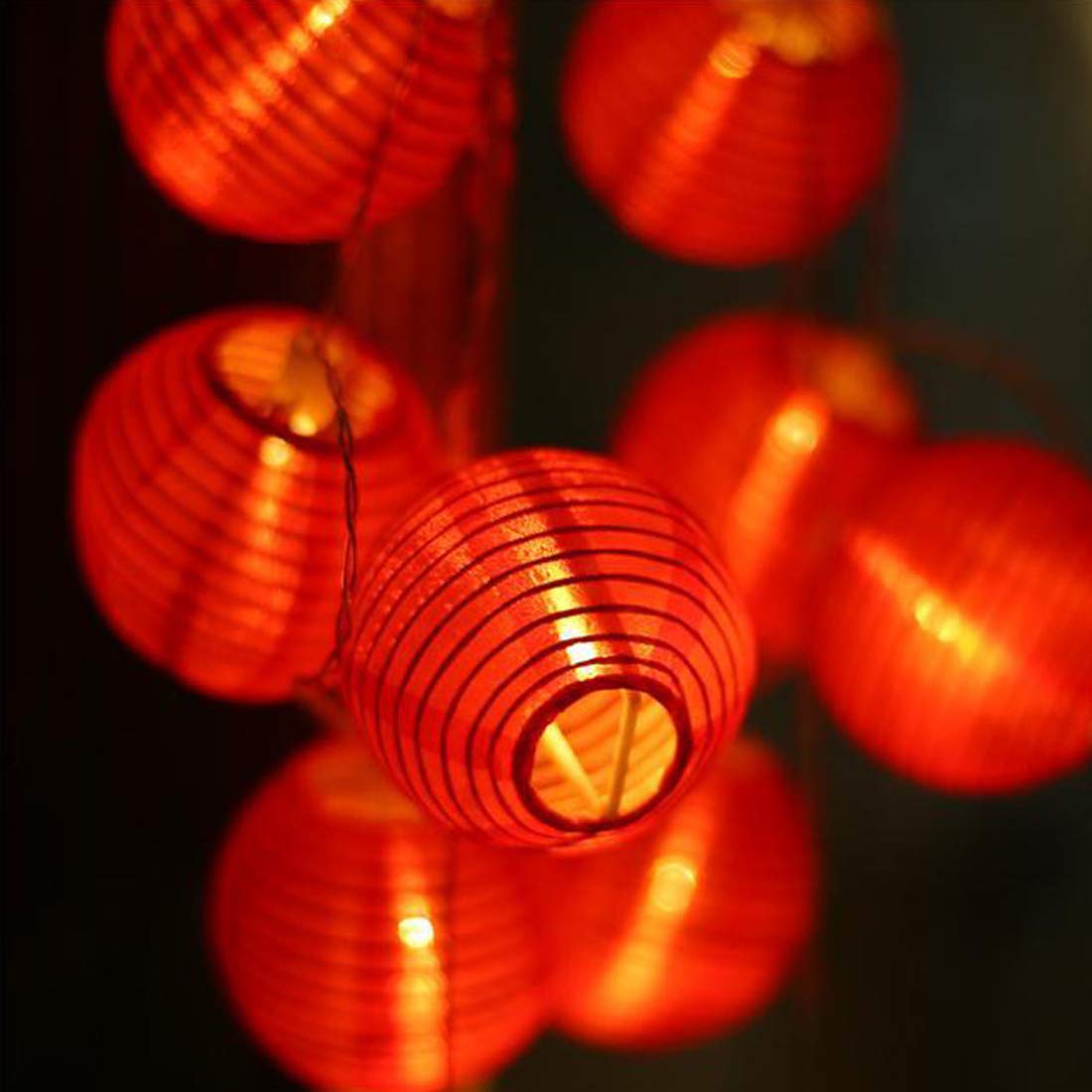 Amants01 Solar Red Lantern String Lights Solar Powered Hanging Lanterns String Lights 16.4 Ft 20 Leds For Chinese Year,Spring Festival,Wedding,Party Decoration,Christmas.