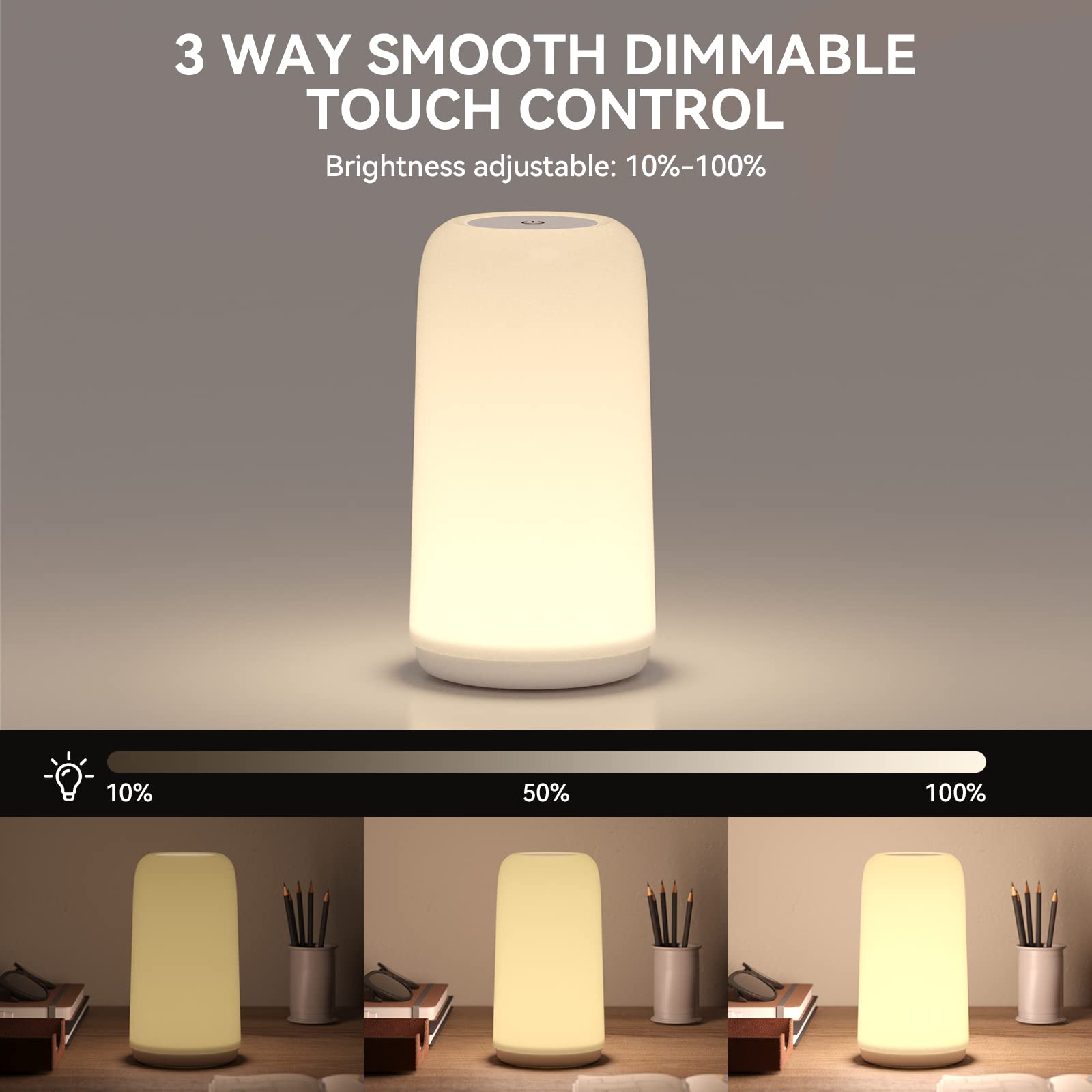 Famigreta Touch Table Lamp, Rgb Mode 3 Way Dimmable Led Lamp For Bedroom, Multi-Color Smart Nightstand Bedside Lamp For Living Room Home