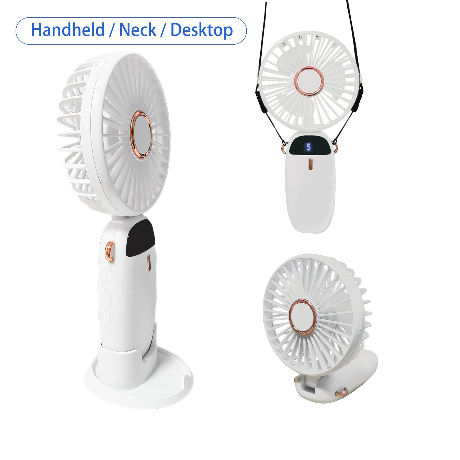 Portable Handheld Fan Small Hand-Held Flat Fans Type-C Rechargeable 2000Mah Desk Personal Fan