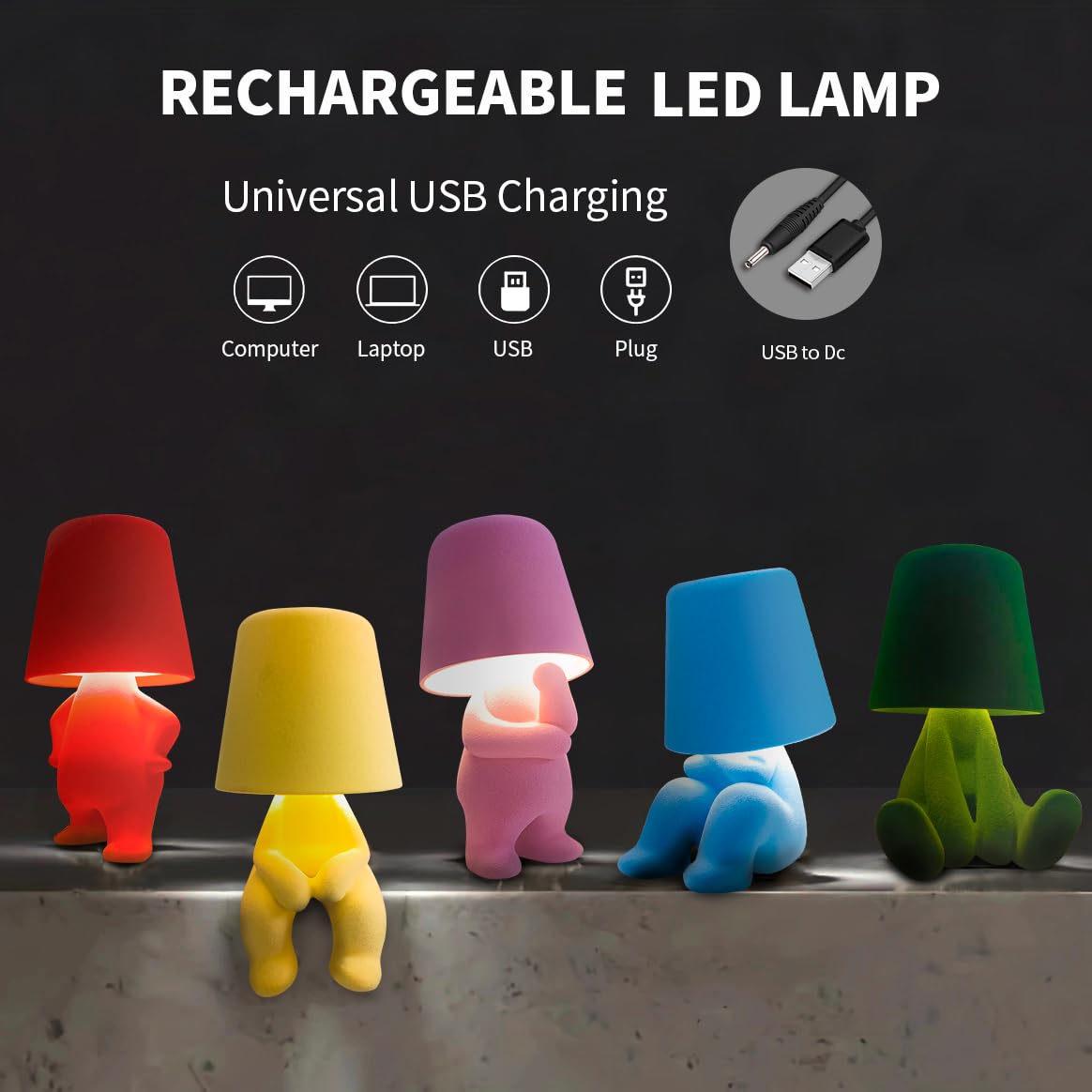 Ytydo Modern Table Lamp For Youth: Rechargeable Cute Light For Kids Child Teen - For Birthday Christmas Halloween Easter (Blue)