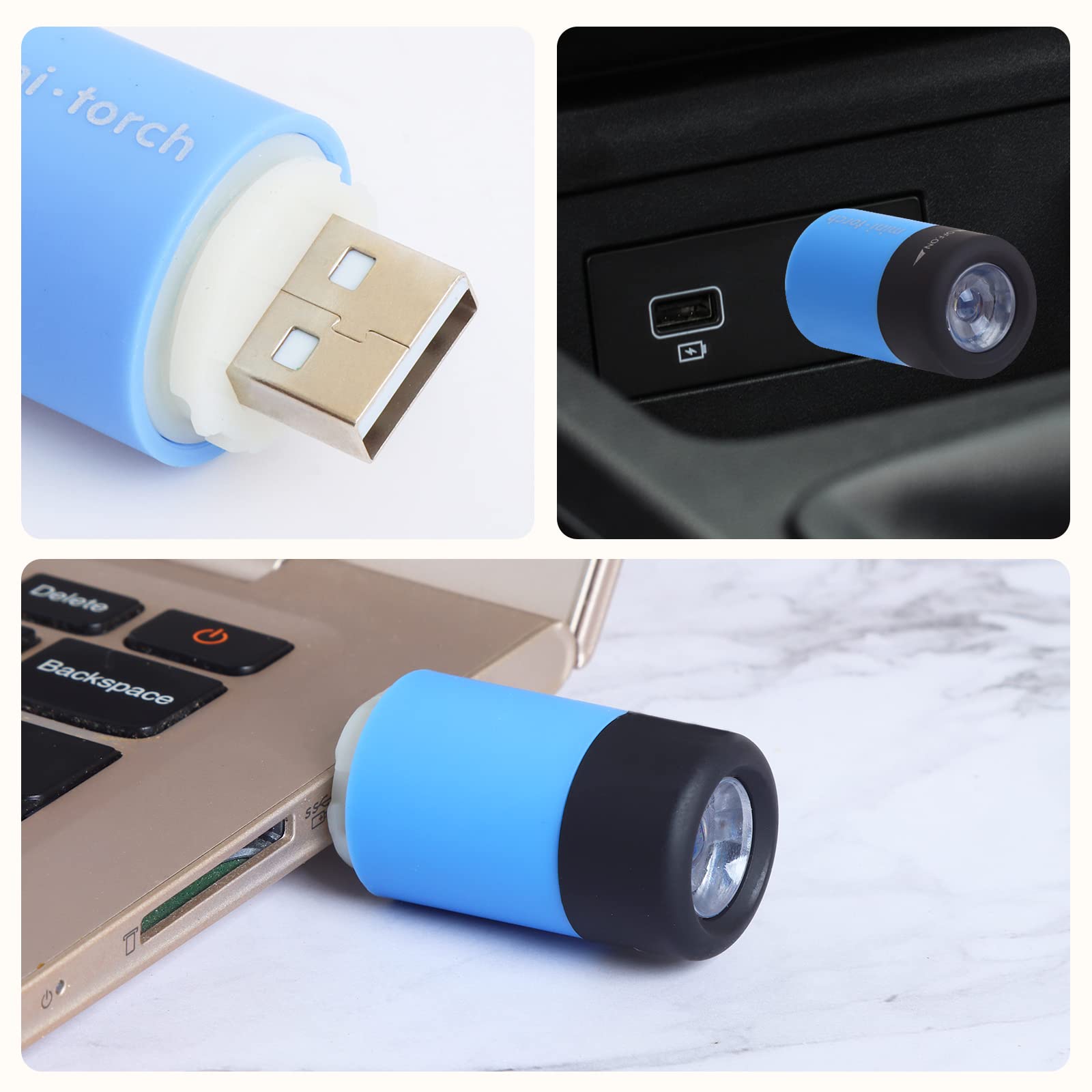 Ucec Mini Keychain Flashlight, Travel Flashlight Usb Torch Rechargeable Colorful Led Flashlight High-Powered Pocket Keychain Flashlights, 8 Pack