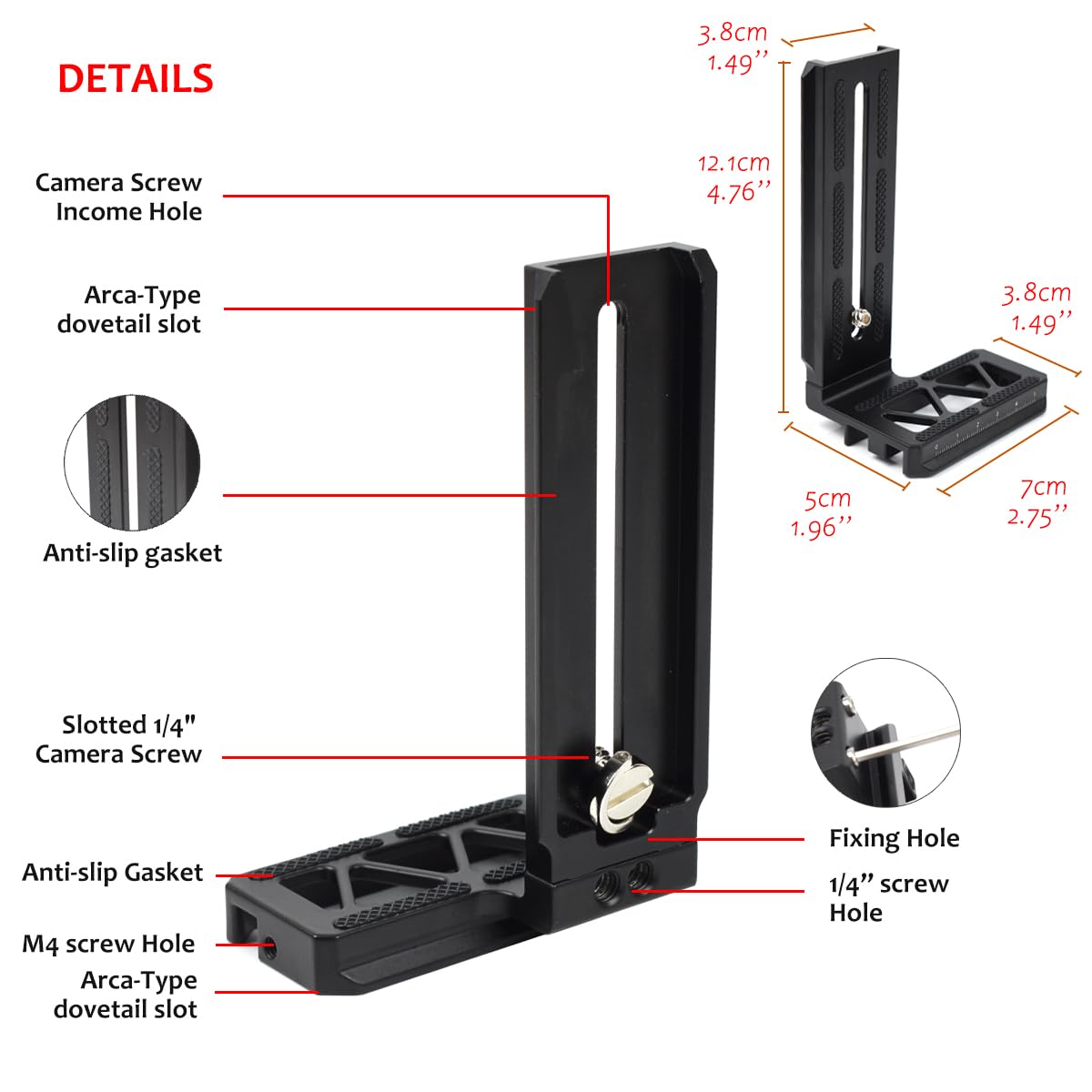 Eaxanpic Aluminum L Bracket Vertical Shooting Quick Release Plate For Dji Ronin Sc Gimbal Stabilizer Tripod Monopod And Camera
