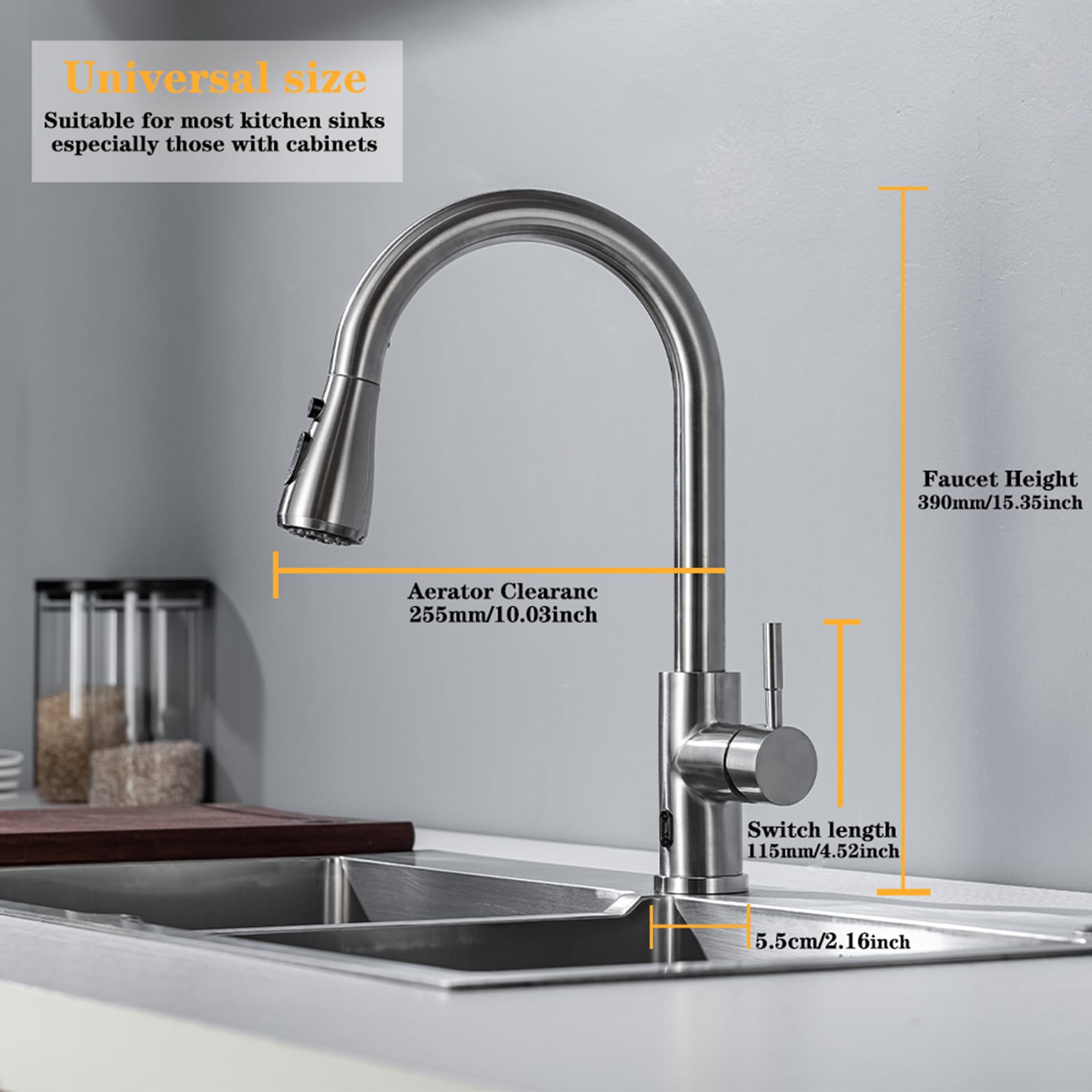 Nxxcli Touchless Kitchen Faucet With Pull Down Sprayer Brushed Nickel Kitchen Faucet Infrared Sensor Kitchen Faucet Touchless Kitchen Sink Faucets Stainless Steel Single Handle Motion Sensor Kitchen Faucet