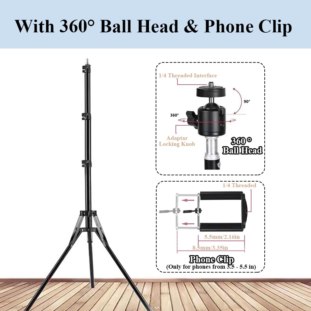 Hantaq Mini Tripod Stand, Mini Projector Camera Stand Holder, Portable Projector Photography Light Stand Flexibly Adjustable Height 26-60 Floor Stand, With 360°Rotatable Ball Head