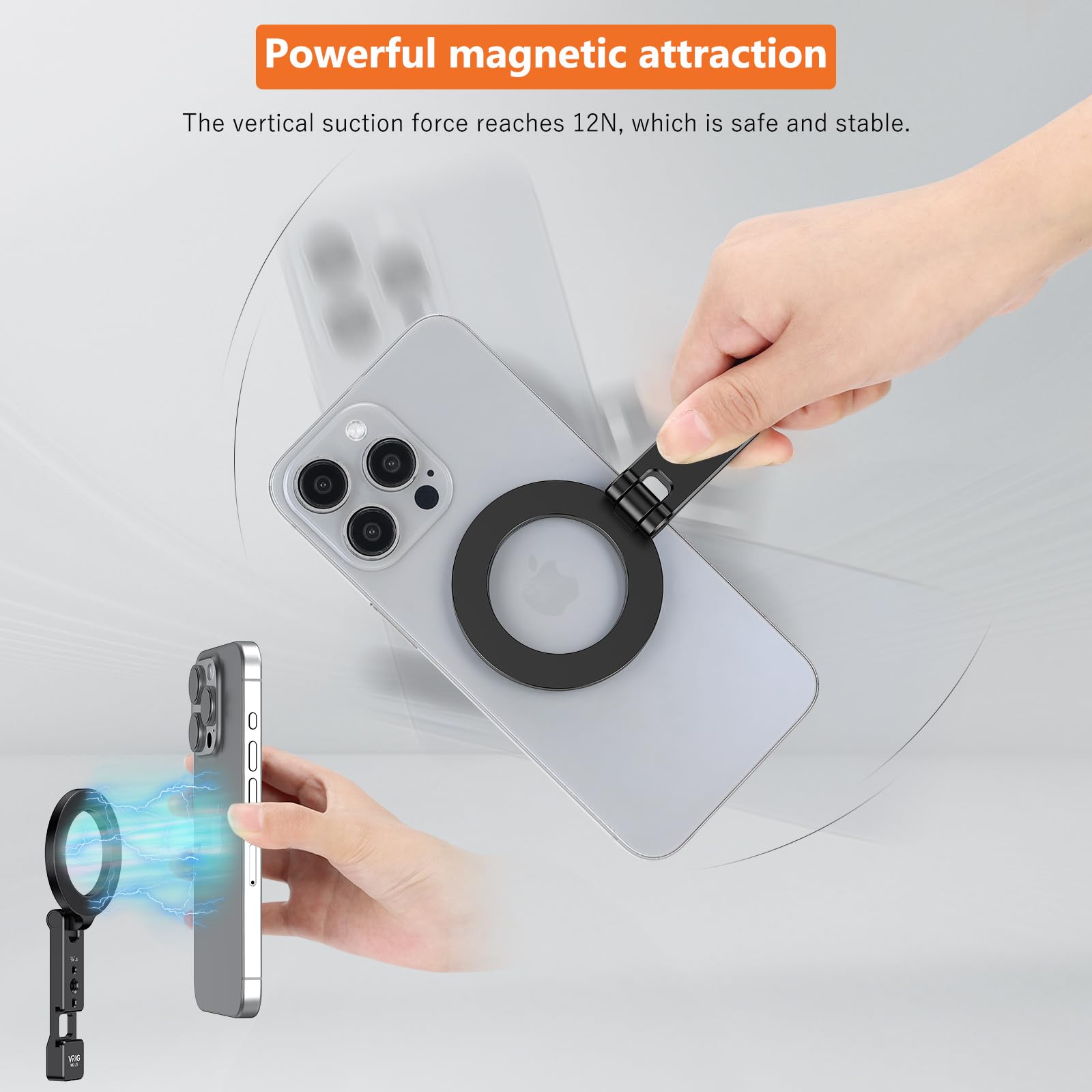 Vrig Express Magnetic Phone Holder Compatiable With Magsafe For Iphone 16 15 14 13 12 Pro Max Plus Series,Aluminum Tripod Mount Adapter With 1/4”-20 & Cold Shoe For Video Recording