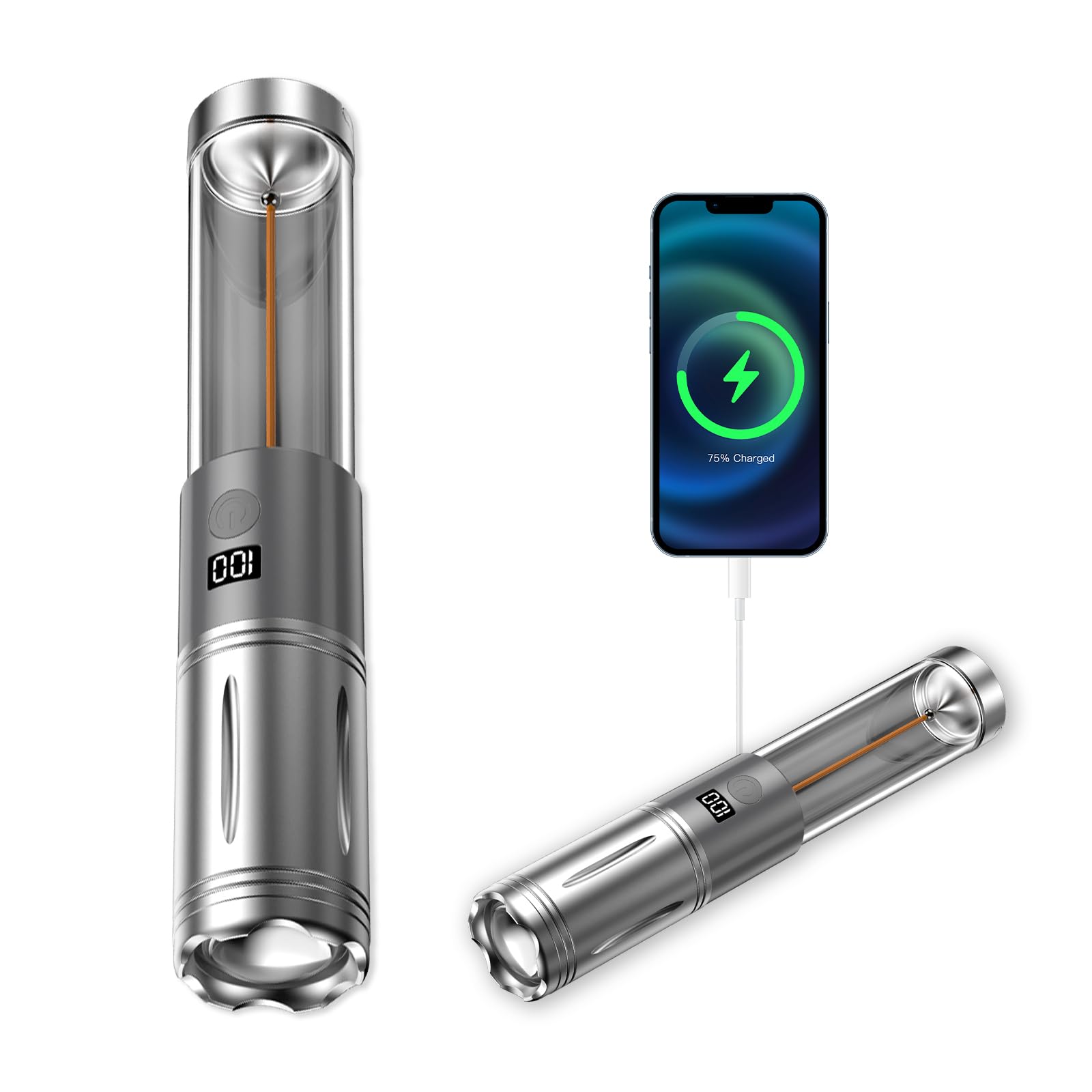 Crlivoing Kxk-606 Camping Flashlight, 600Lm Rechargeable Led Light, 3 Color Temperatures (2300K-8000K), Power Bank Function, Digital Battery Display, Ip44 Waterproof, Portable Outdoor Emergency Light