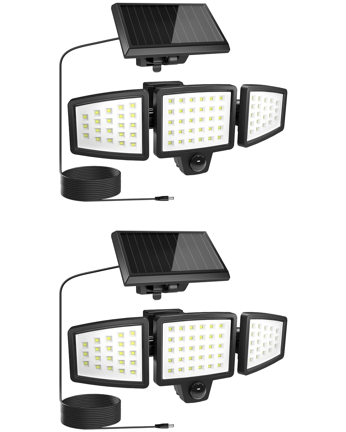 Lepro Bundle - 2 Pack Solar Flood Light 3 Adjustable Heads With Separeted Solar Panel & 50 Ft Outdoor String Lights 25 Led G40 Edison Bulbs String Lights