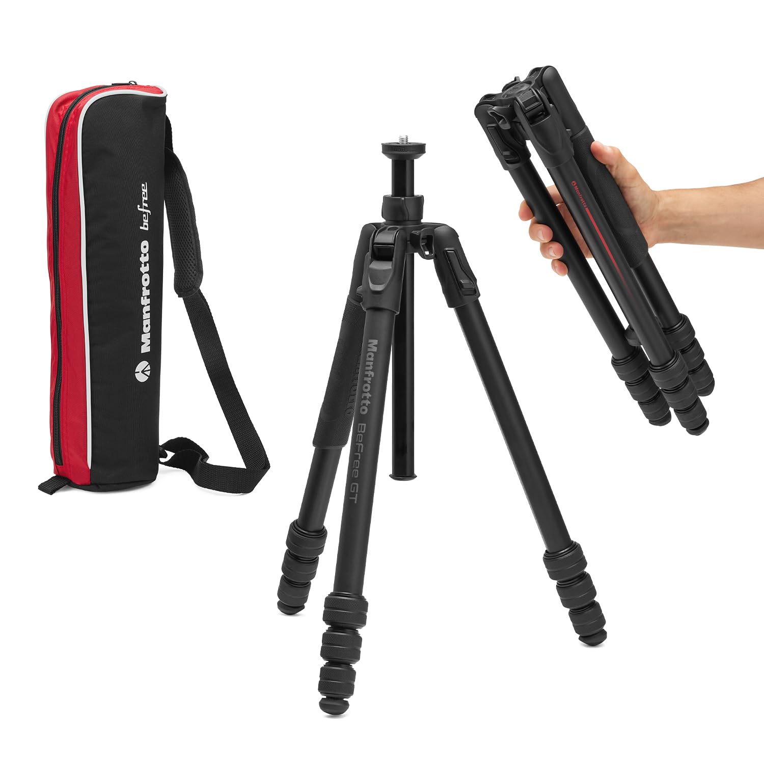 Manfrotto Be Gt Pro 4-Section Aluminum Travel Tripod Legs, Black Matte