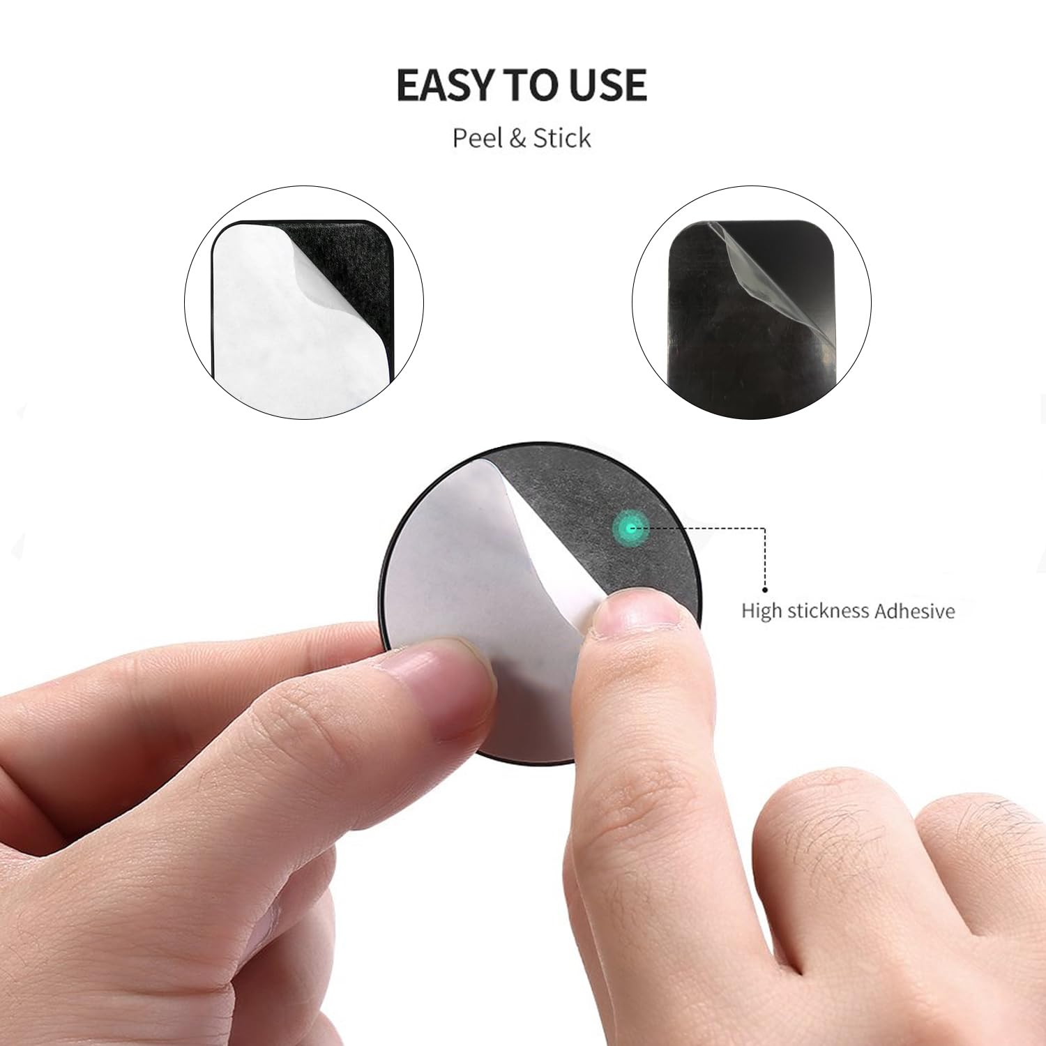 Pau1Hami1Ton Adhesive Thin Metal Plates(Compatible With Magnetic Mounts),8 Piece Metal Plates For Phone Case For Car.(4 Rectangle And 4 Round) S-07N(Black+Silver)