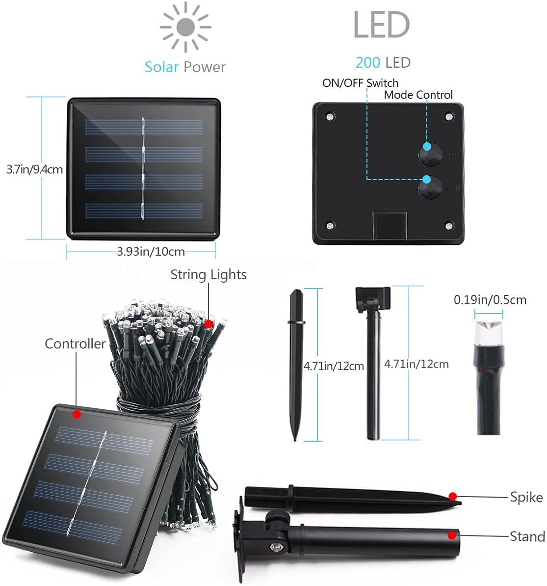 Vmanoo Solar Outdoor String Christmas Lights 72Ft 200 Led 8 Modes Patio Lighting For Outside Yard Gazebo Party Wedding Tents Porch Xmas Garden Backyard Tree Decorations Balcony Decor Lights Gn2P