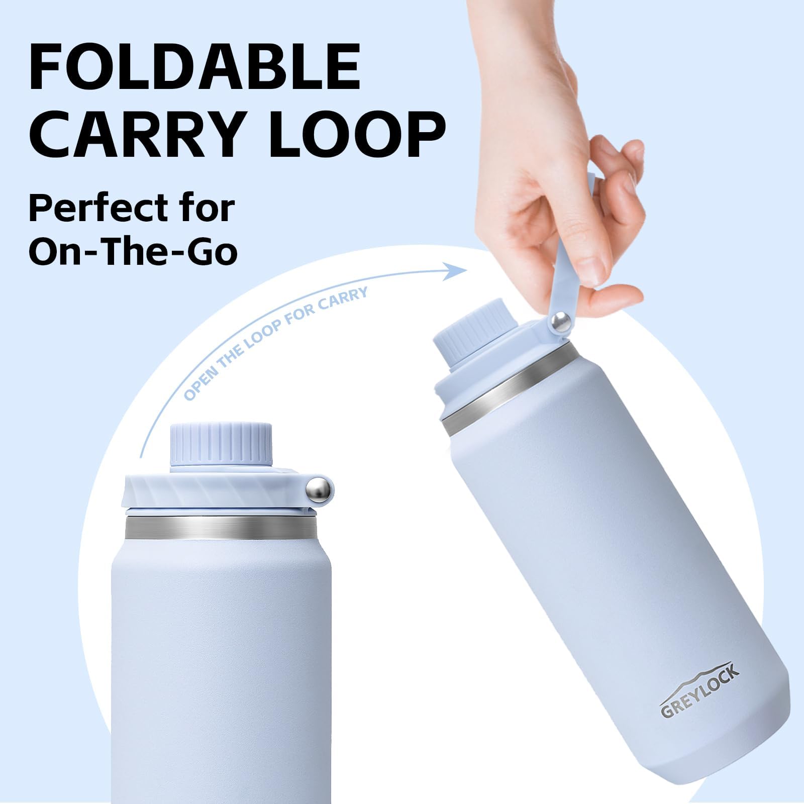 Greylock 24 Oz Insulated Water Bottle With Straw Lid, Leakproof Reusable Stainless Steel Vacuum