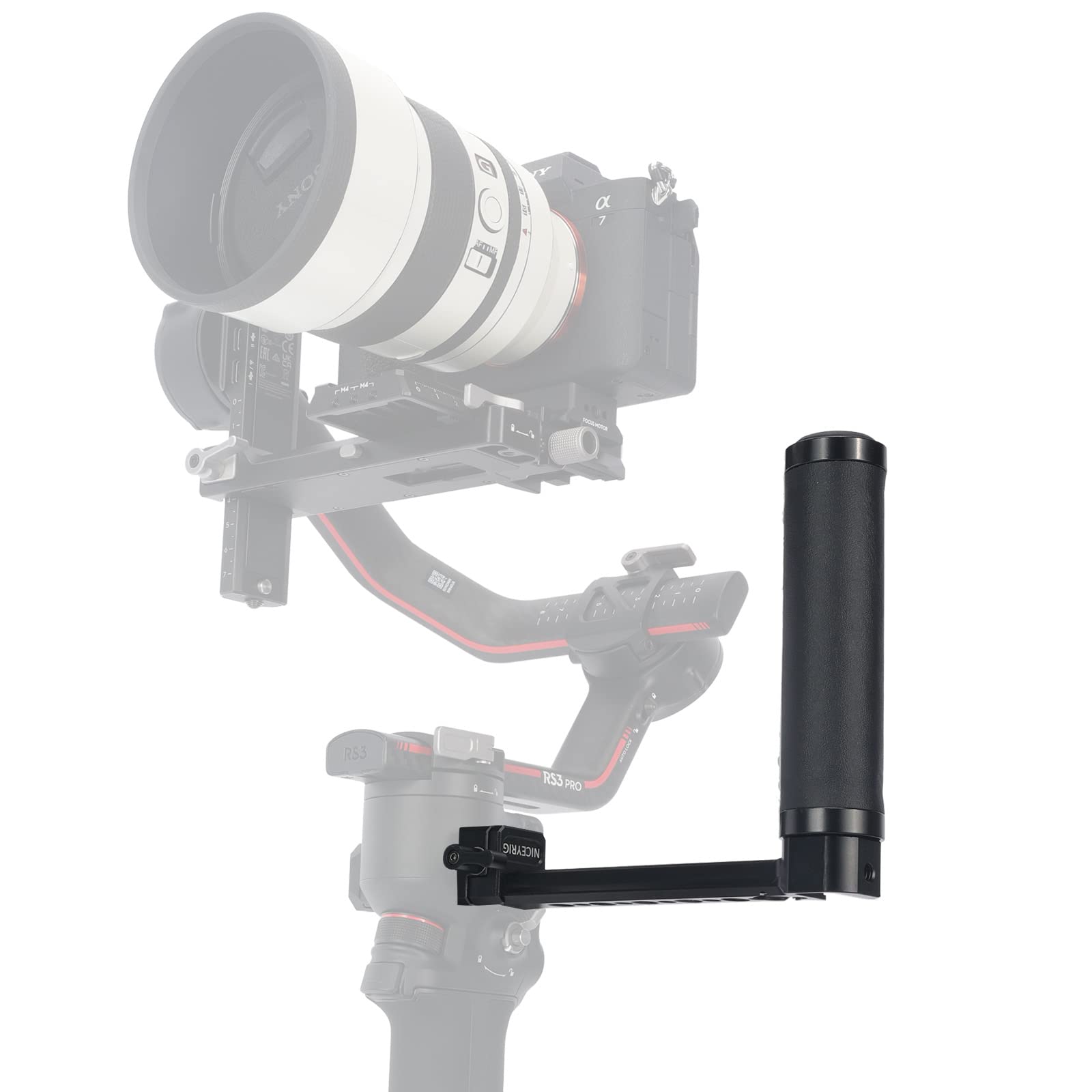 Niceyrig Side Handle Grip For Dji Rs4 / Rs4 Pro / Rs3 / Rs3 Pro / Rs2 / Rsc2, Gimbal Stablilizer Support Leather Handgrip With Extension Arm - 523