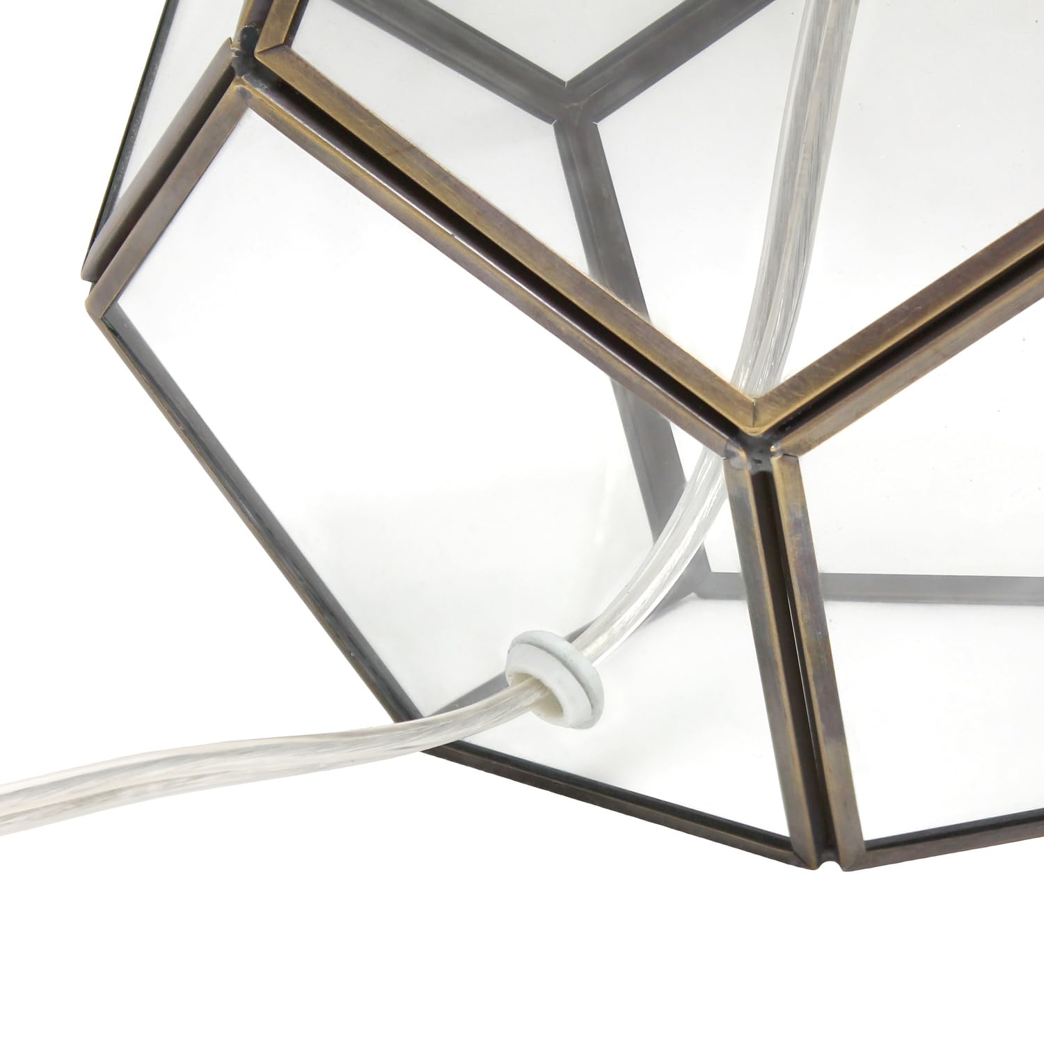 Homestock Artisanal Artistry Transparent Octagonal Table Lamp, Brass