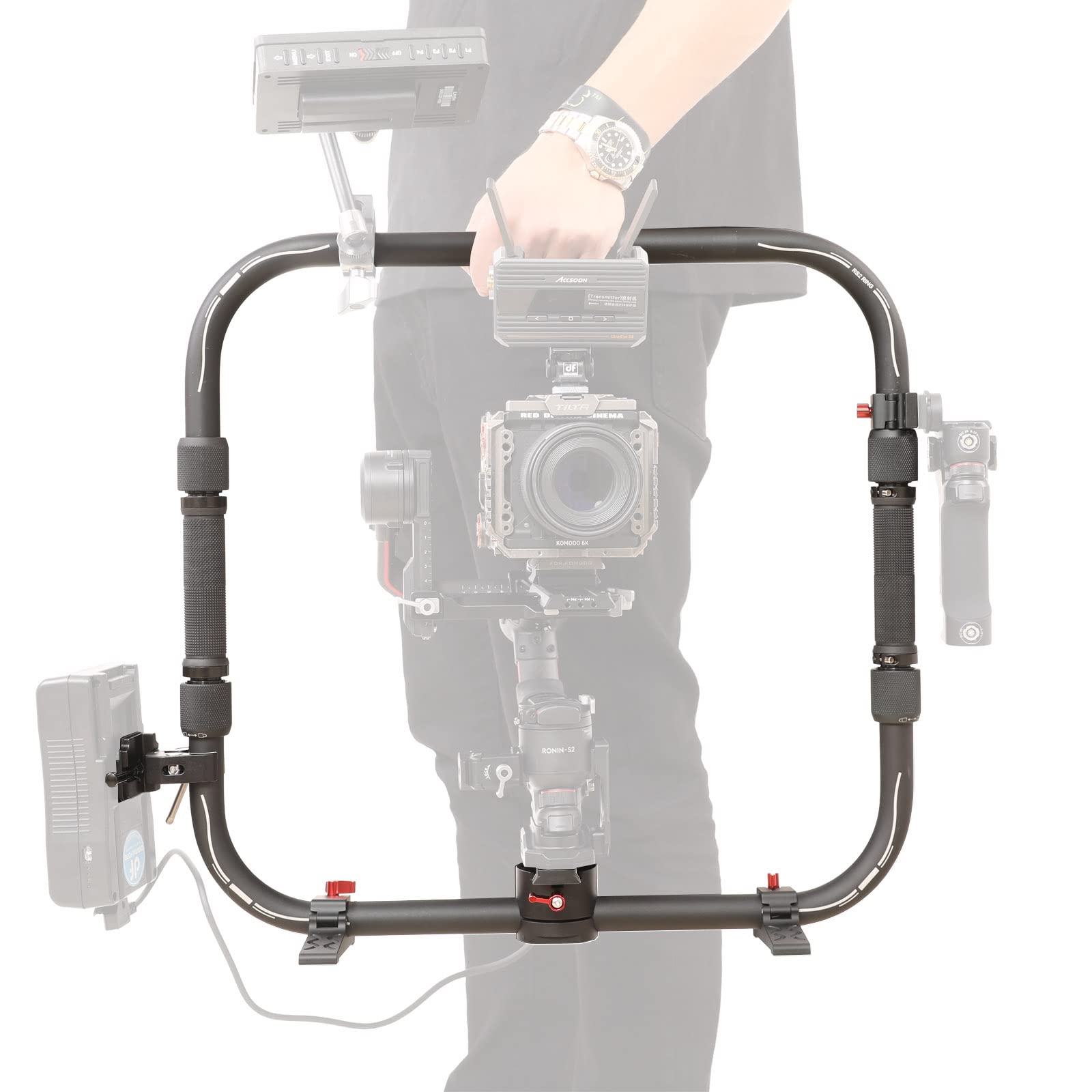 Difesuro Rs 2 Ring Grip,Df Digitalfoto Rs2 Rs 3 Pro Basic Support System Dual Handle Ring Compatible With Dji Rs 2 Gimbal,Including Rosette Adapter And Clamp