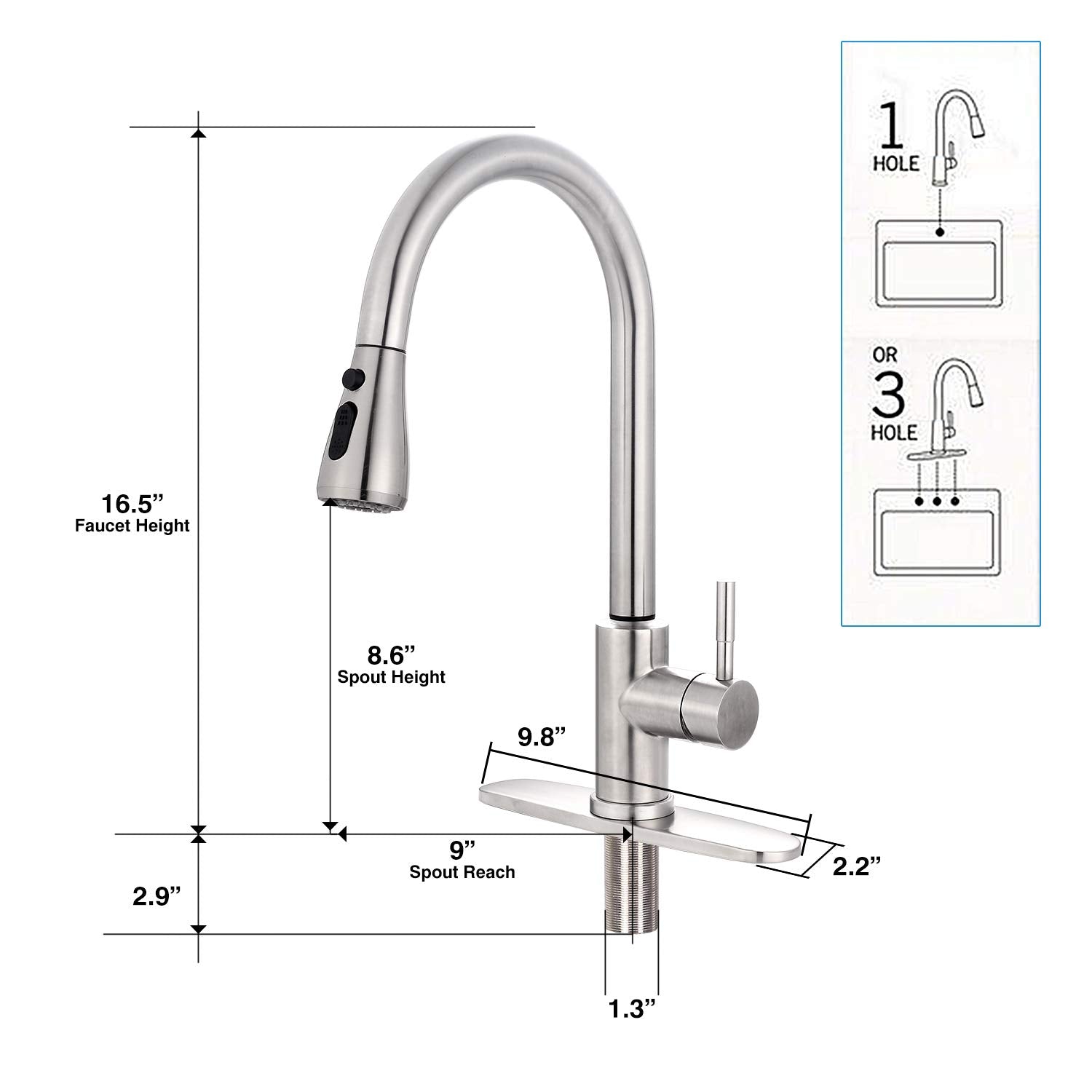 Mstjry Smart Touch Faucet For Kitchen Sink : Touch Kitchen Faucets With Pull Down Sprayer Touch Kitchen Faucet-Stainless Steel Touch Faucet(Brushed Stainless Steel)