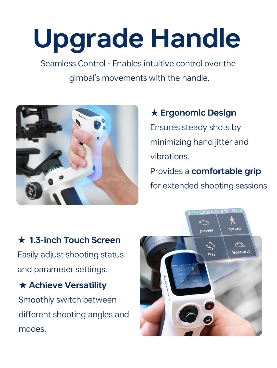 Feiyutech Scorp Mini 2 [White] All-In-One 3-Axis Mirorrless Gimbal Camera Stabilizer For Sony A7Iii Canon R6 Nikon Z30 Fujifilm Gopro11/12 Iphone 16 15 14,Samsung, Ai Tracker,Max 2.65Lb