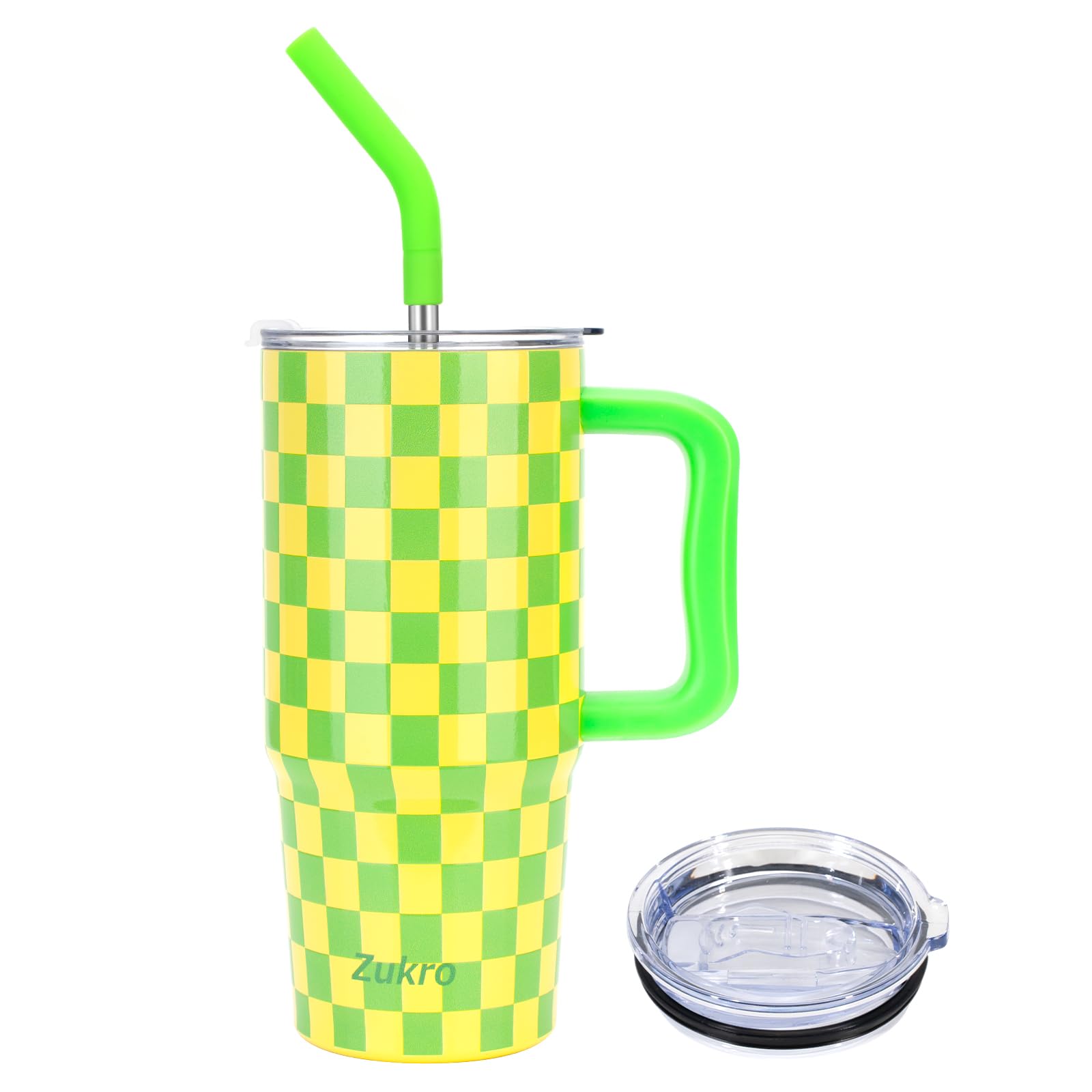 Zukro 24 Oz Tumbler With Handle And Straw, Triple-Wall Vacuum Insulated Coffee Travel Mug