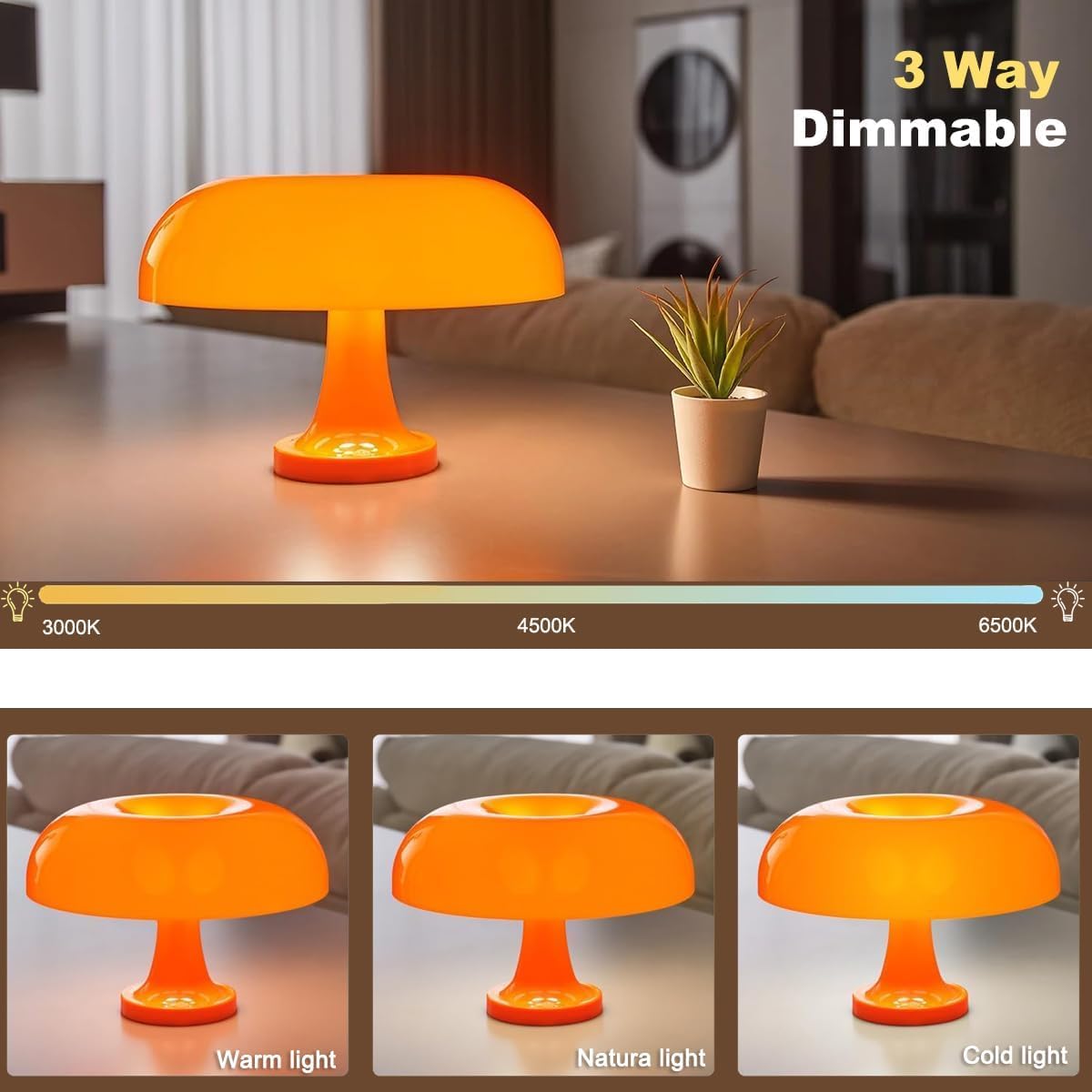 Ldsk Orange Mushroom Lamp For Room Aesthetic Modern Lighting For Bedroom Mid Century Modern Lamp Mushroom Table Lamp Cool Retro Living Room Decor & Bedroom Decor